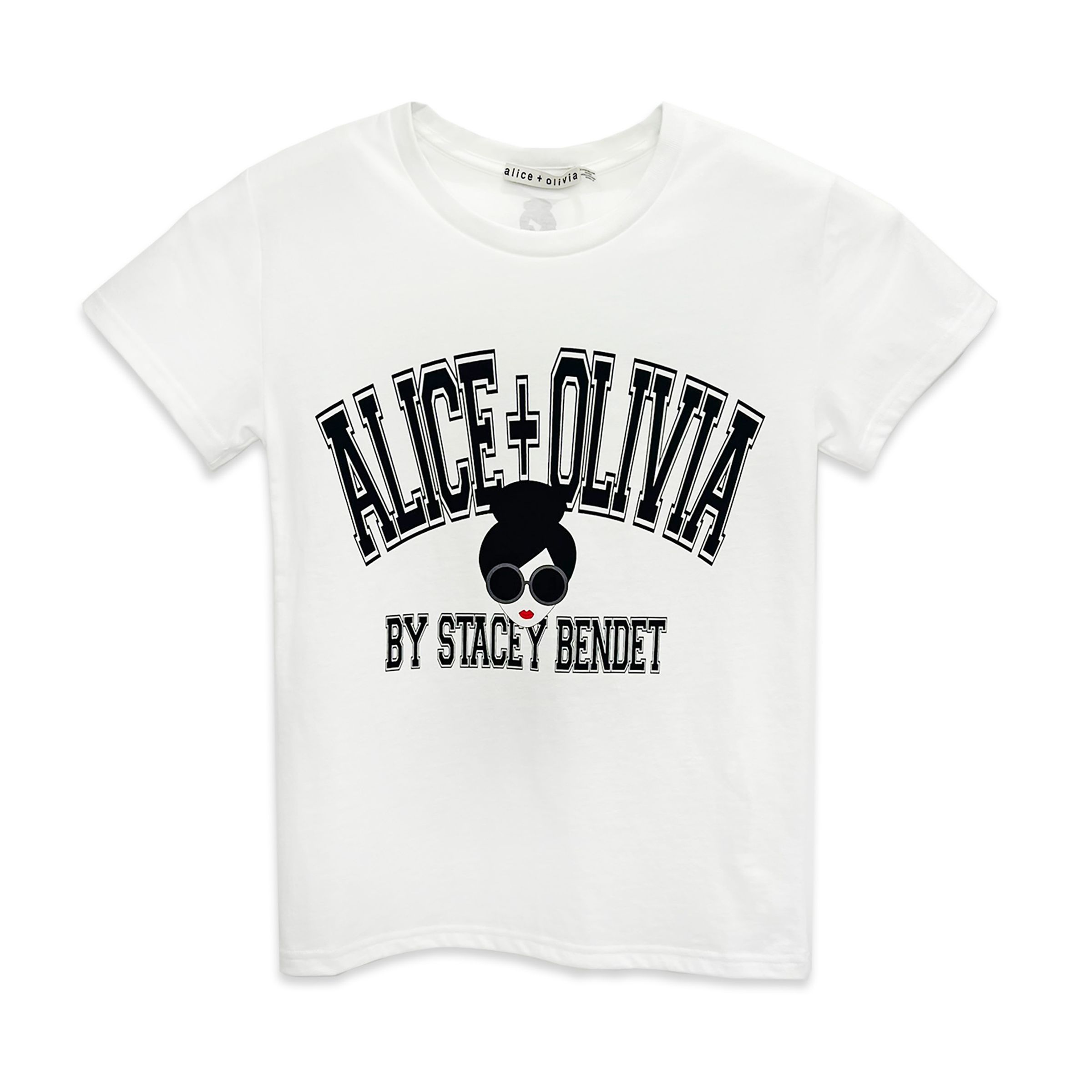信義微風獨家Stacey Face娃娃短袖上衣。NT$7,500（alice + olivia by Stacey Bendet提供）