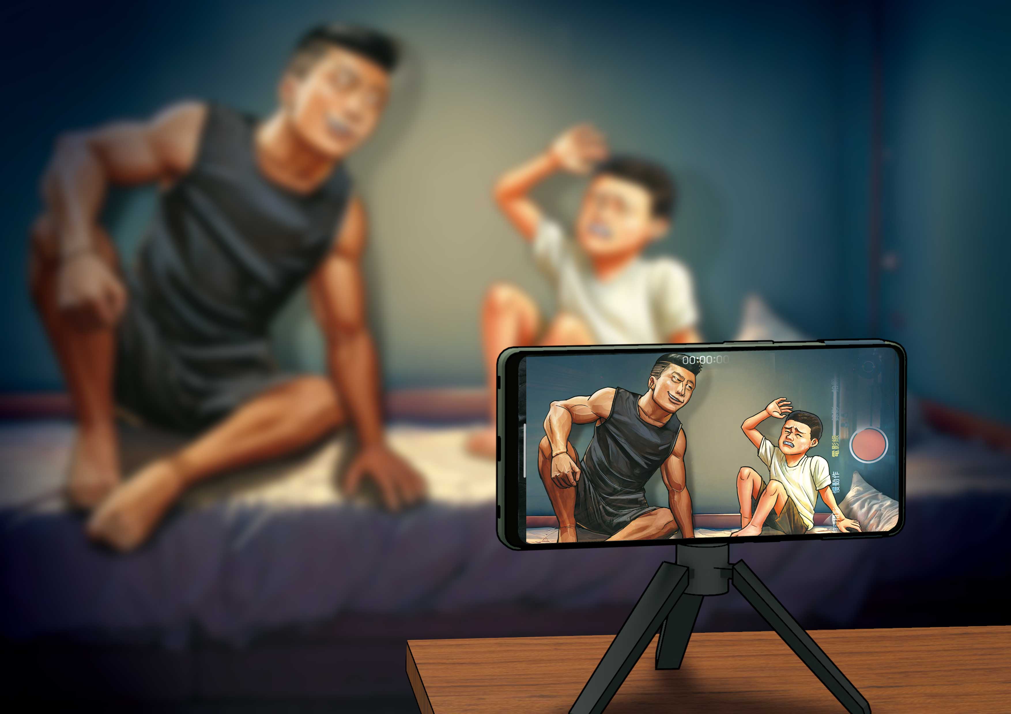 台中1間國小少棒教練自2018年至2024年10月止，共性侵猥褻高達32名年幼的小球員，甚至還拍下影片，引發社會撻伐。（示意畫面，AI繪圖Adobe Firefly生成，本刊美術組後製）