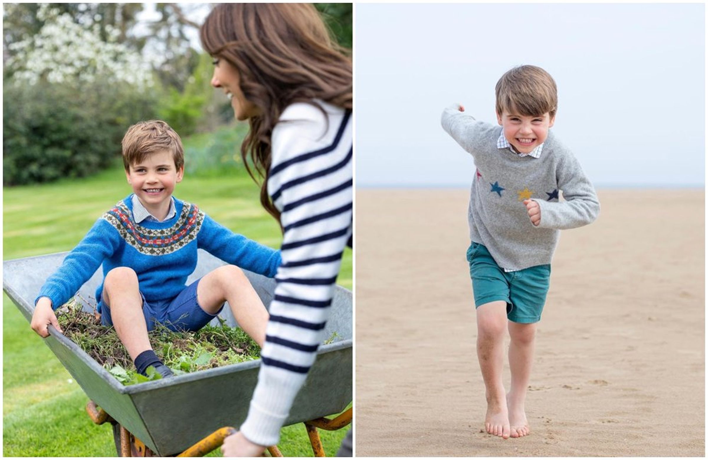 路易王子去年的5歲生日照(左圖),以及4歲生日照(右圖)。(翻攝princeandprincessofwales IG)