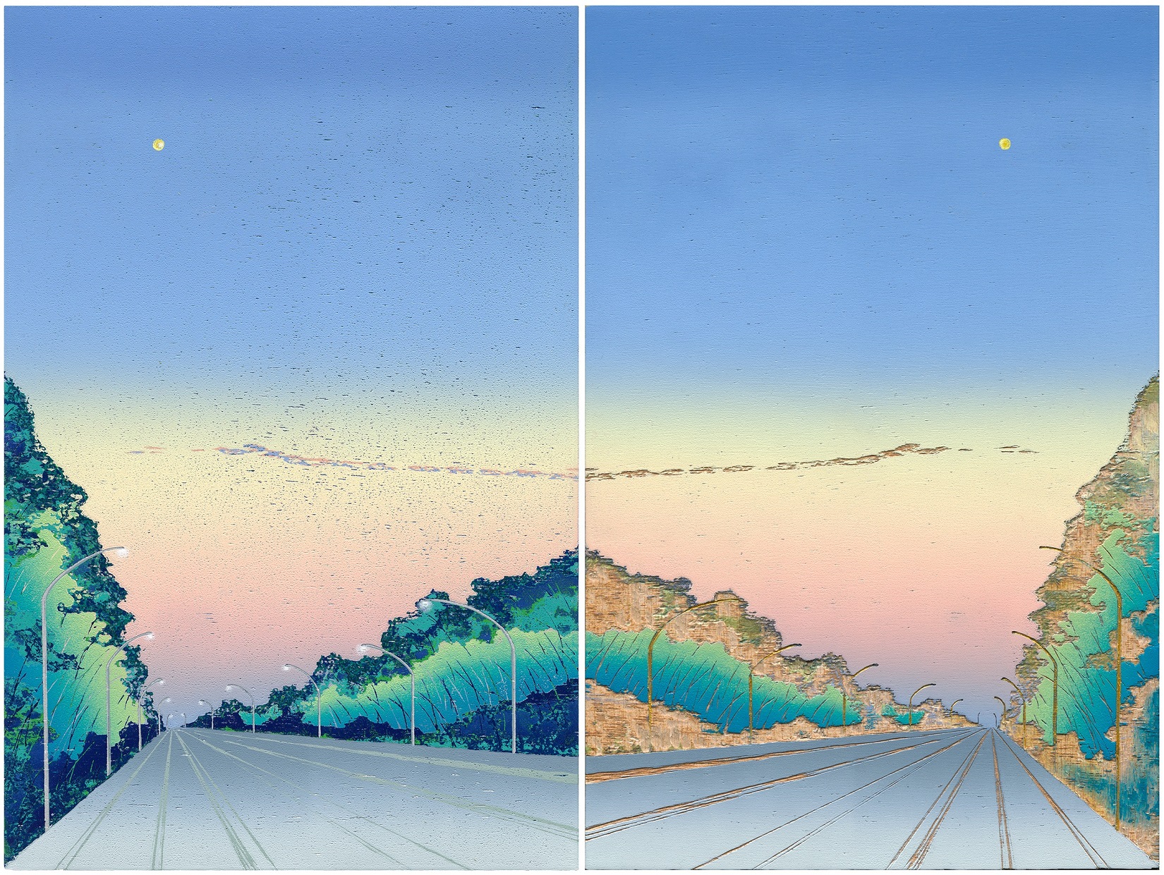 〈On My Way Home〉三夾板、油墨、KAKITA版畫紙，45×60cm，2022（台九線上）（圖／ 李屏宜）