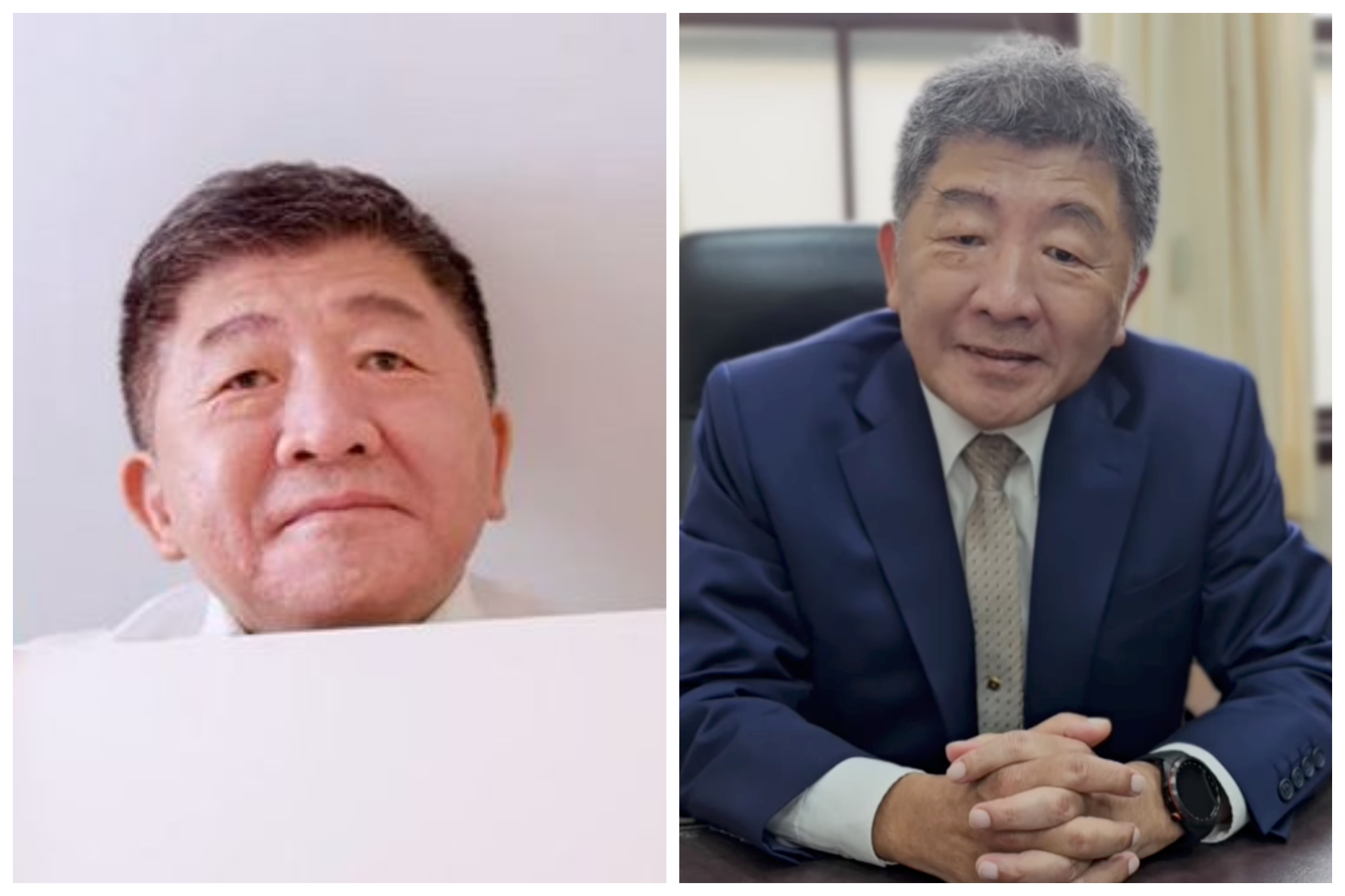 陳時中（左圖）昨在臉書發影片，向大家問好，宣布新職位（右圖）。（翻攝陳時中臉書）