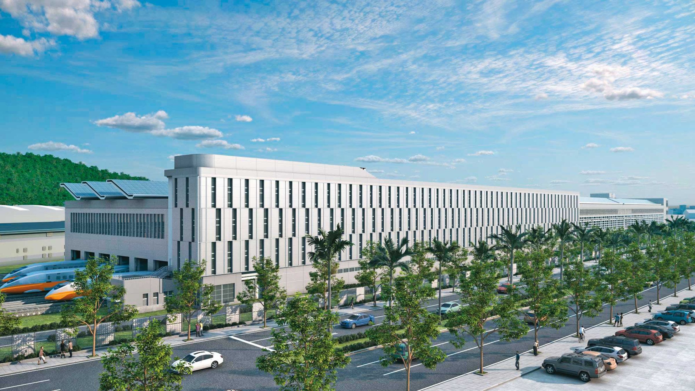 為因應擴張的維修及保養需求,高鐵規劃於左營基地增建第二車輛檢修廠。圖為完工示意圖。(台灣高鐵提供)