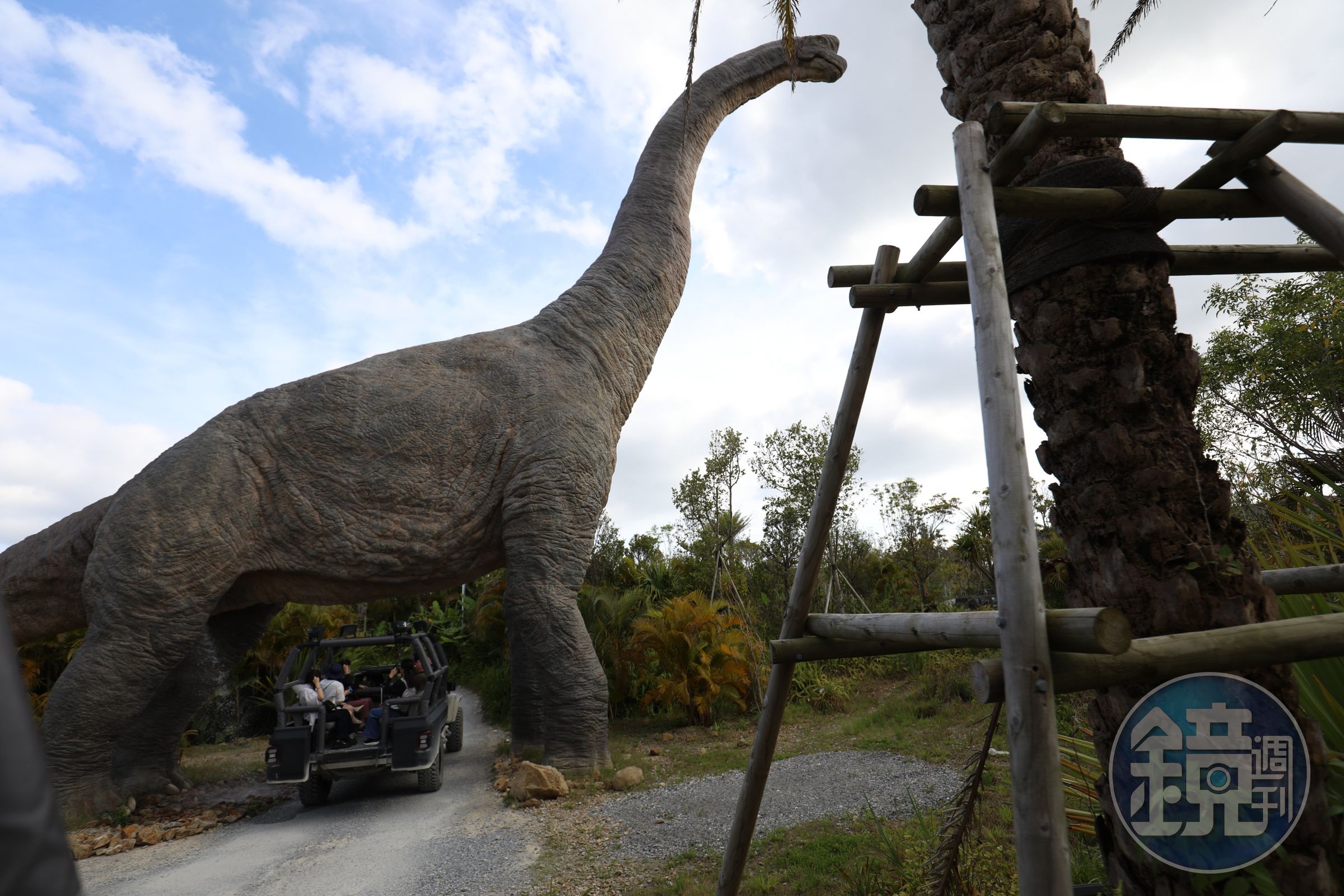 搭乘DINOSAUR SAFARI設施,從約7層樓高的雷龍巨足下穿越而過,震撼逼真的場景彷彿置身史前時代。