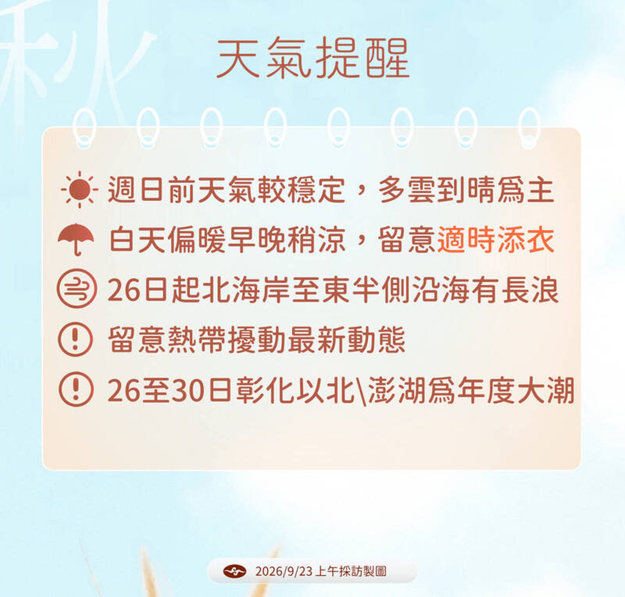 中央氣象署說明未來幾天天氣狀況。(中央氣象署提供)