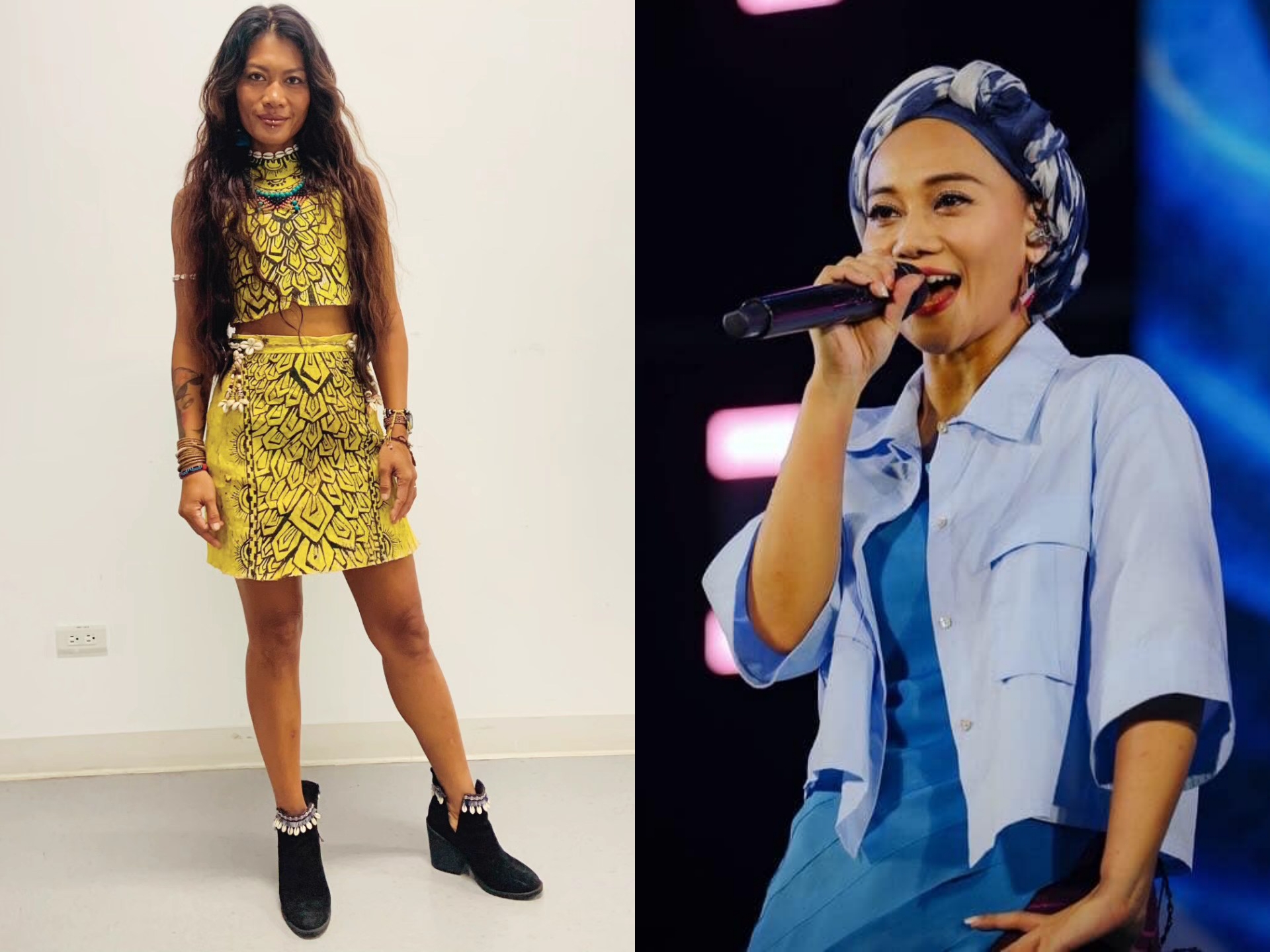 金曲樂團主唱Putad Pihay受邀赴美演出，但因主辦沒幫申請工作簽證並要她說謊，結果言聽計從後遭監禁17小時、遣返。對此金曲歌手阿爆（右）聲援。（翻攝臉書）