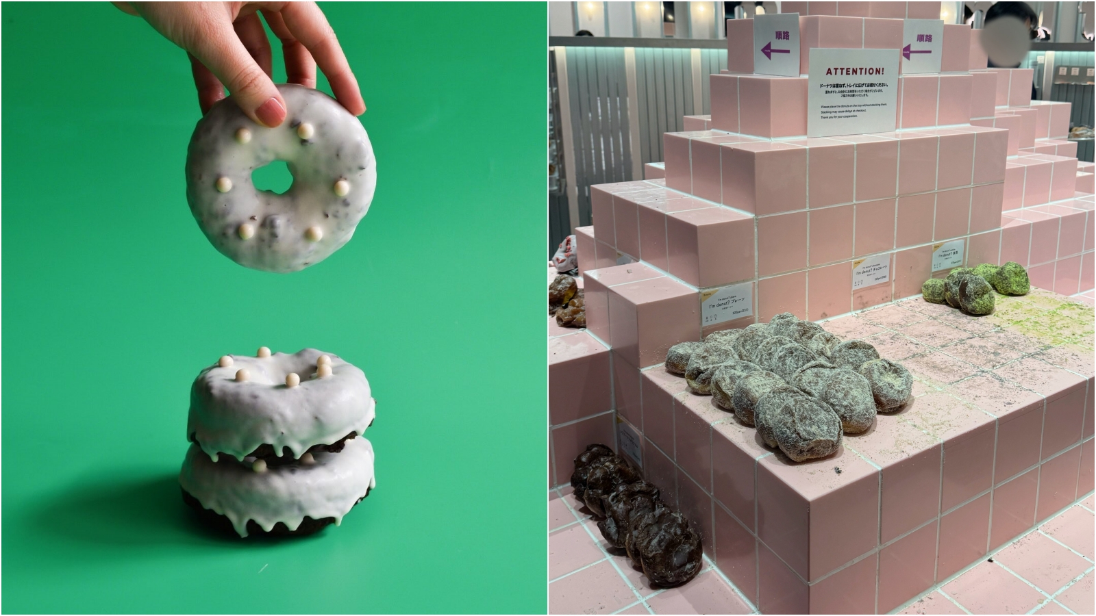 日本人氣甜甜圈專賣店，因甜甜圈陳列方式引發討論。（翻攝X、IG@i.m.donut）