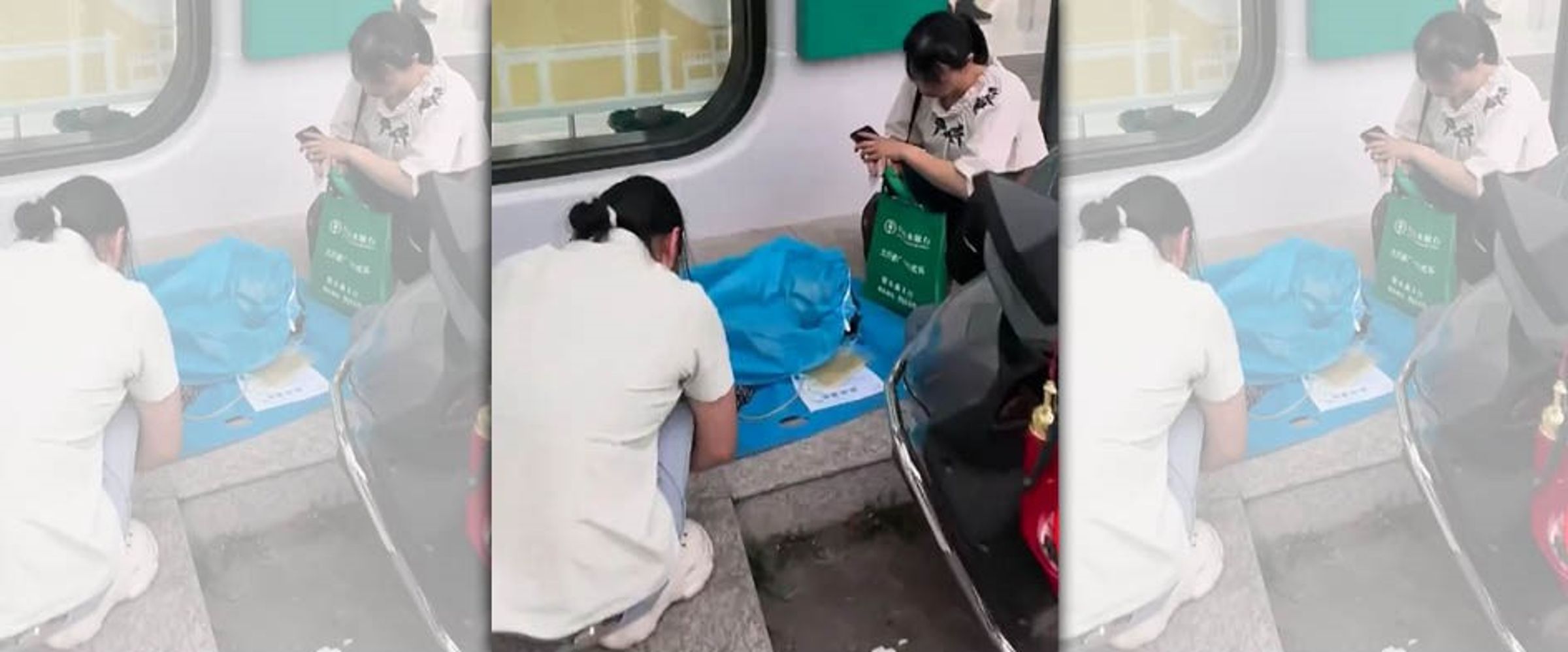 生重病的老婦,最終死在銀行門口。(翻攝自微博)