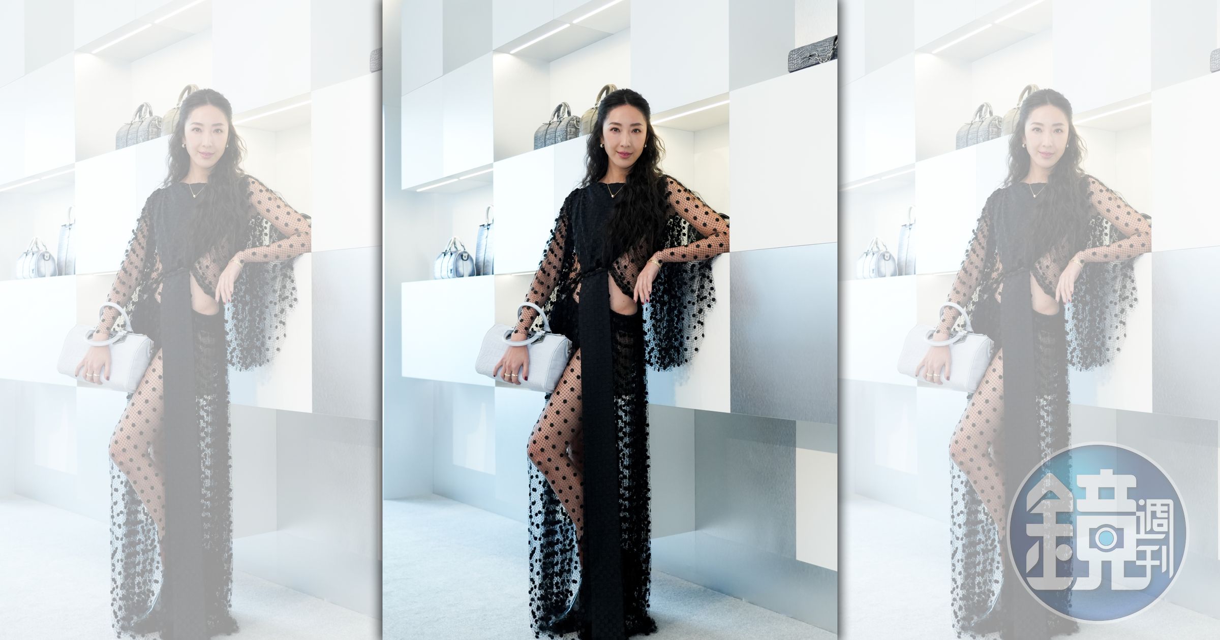 隋棠穿著性感的鏤空洋裝出席LOUIS VUITTON「珍稀皮革展」。