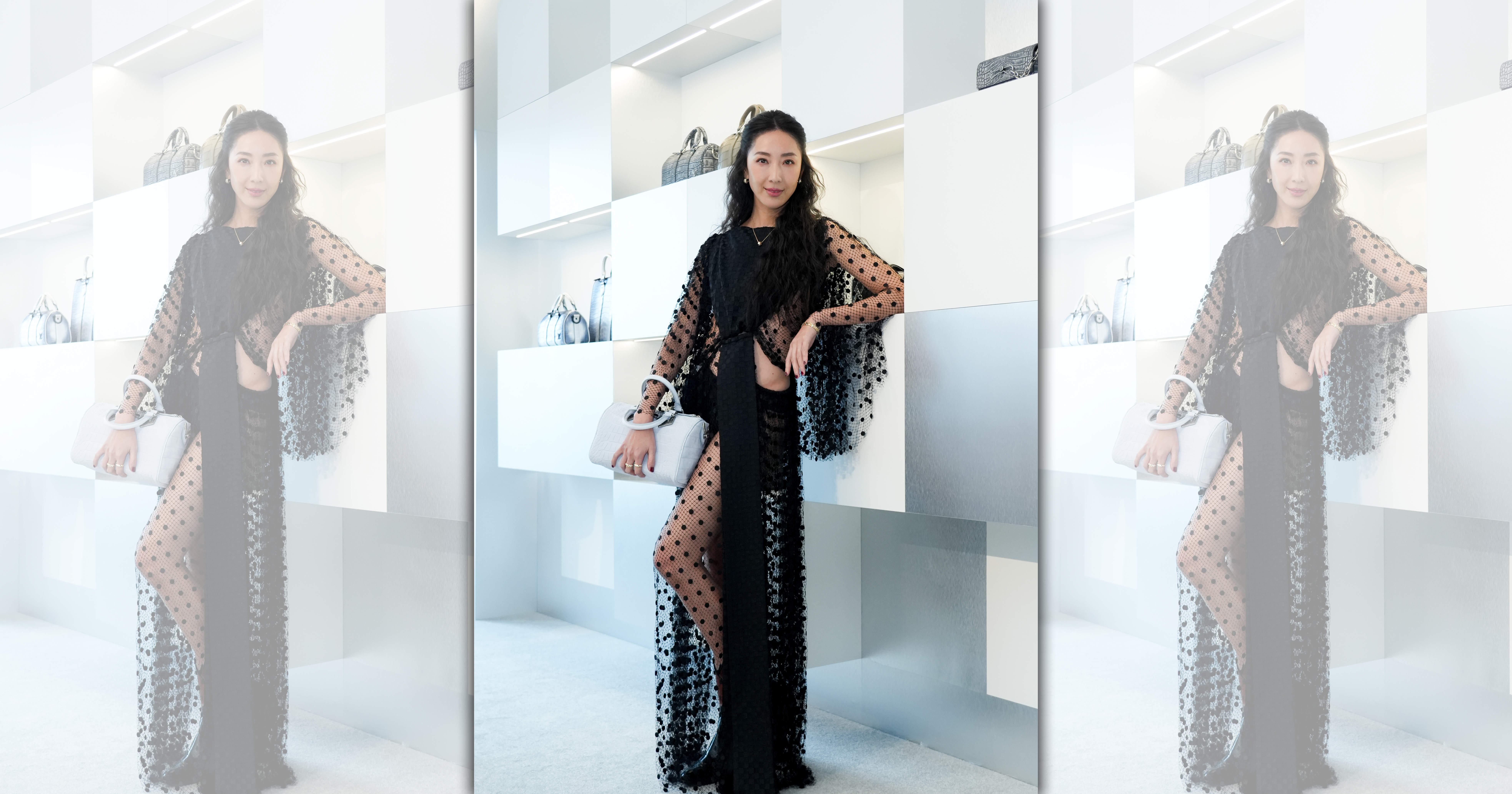 隋棠穿著性感的鏤空洋裝出席LOUIS VUITTON「珍稀皮革展」。