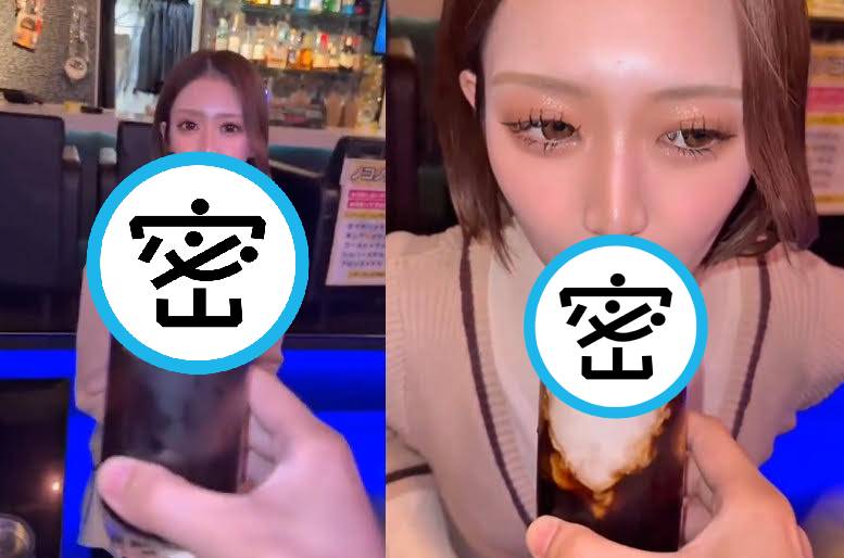 日本大阪一名正妹店員口含鮮奶，直接吐在客人的咖啡裡幫對方加奶，引起網民爆轟。（翻攝X@tkzwgrs）