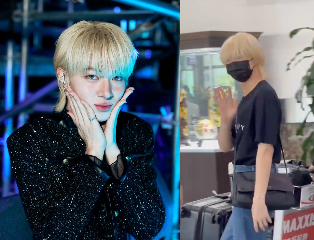 泰星NuNew現身高雄機場。（左翻攝NuNew INS、右讀者提供）