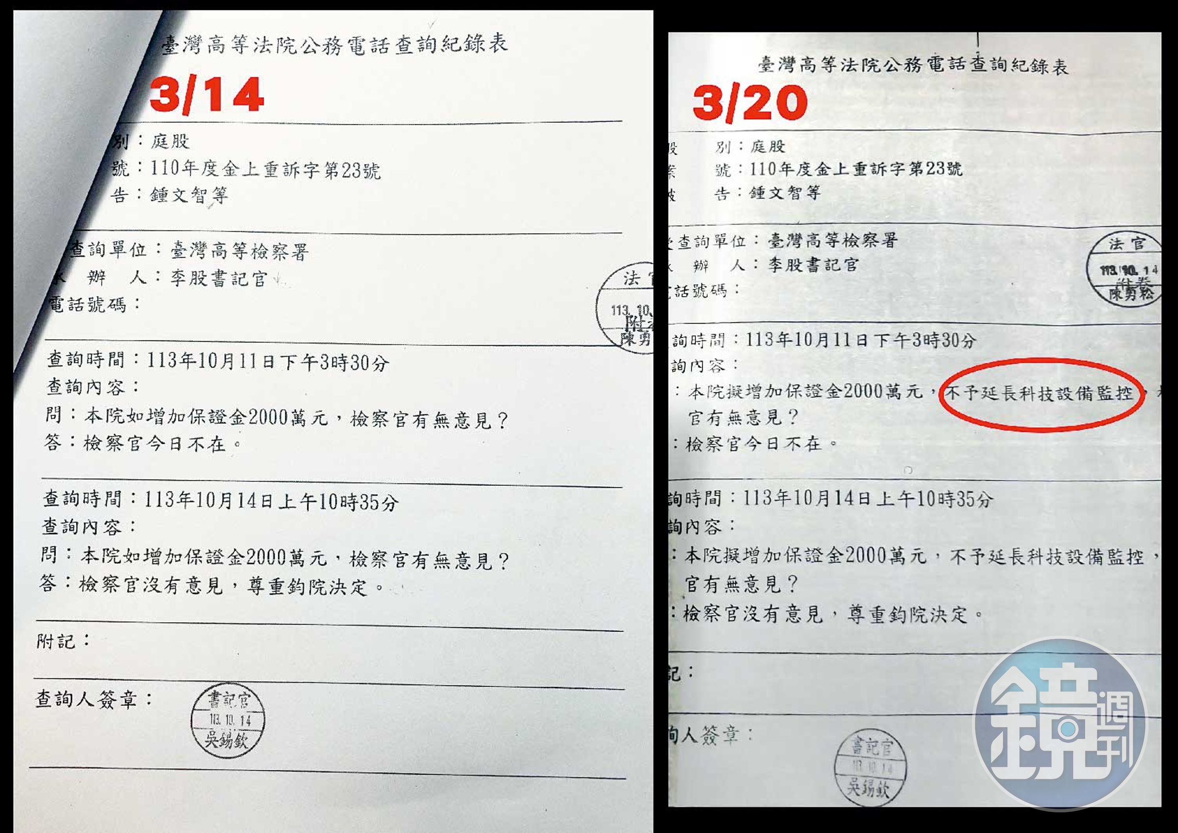 高院在鍾文智案為了卸責給檢察官，竟製造AB版電話紀錄，謊稱檢察官沒意見。