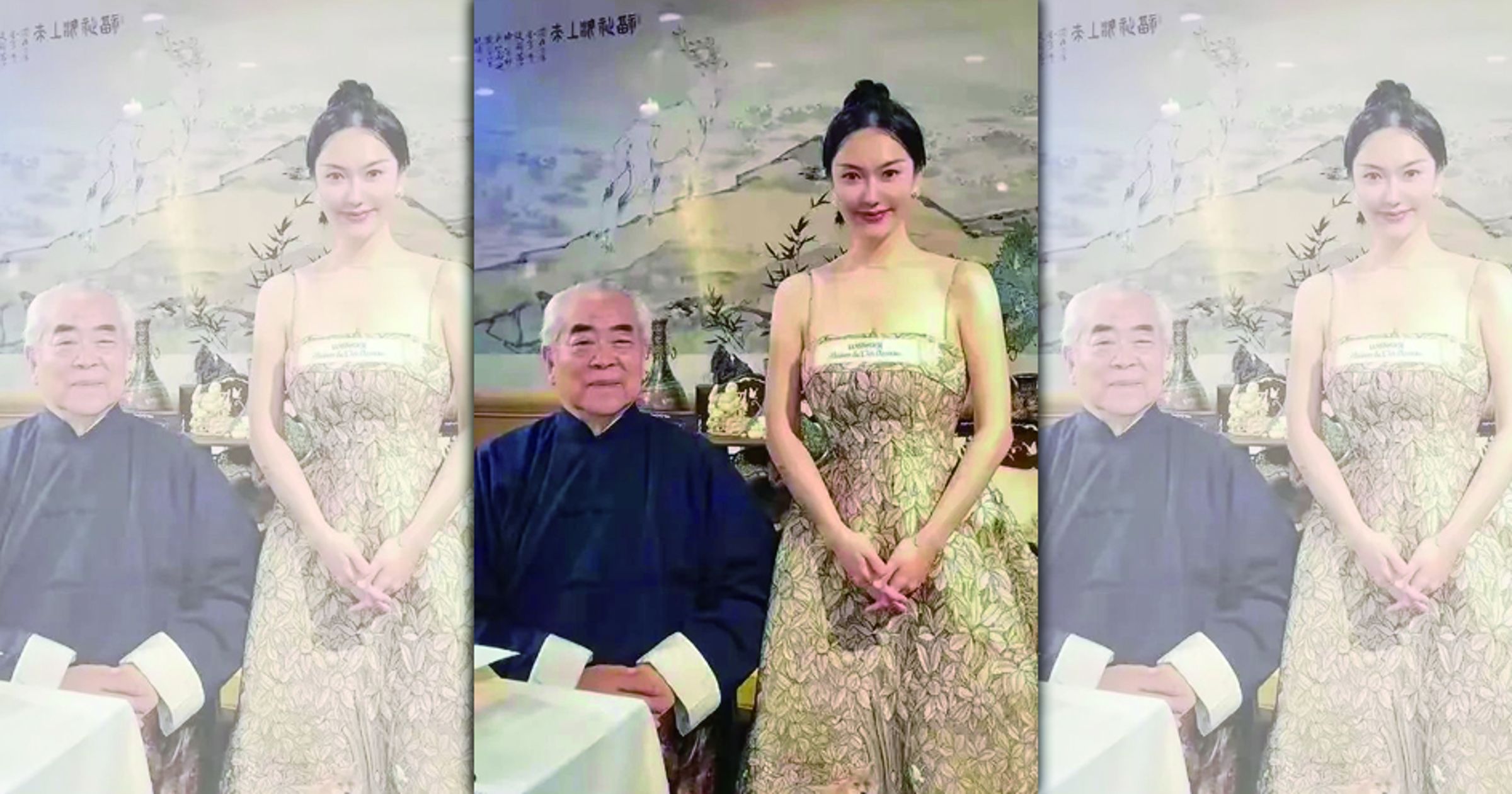 中國國畫大師范曾和小50歲嫩妻再婚,卻遭嫩妻賤賣80幾億的藝術品。(微博圖片)