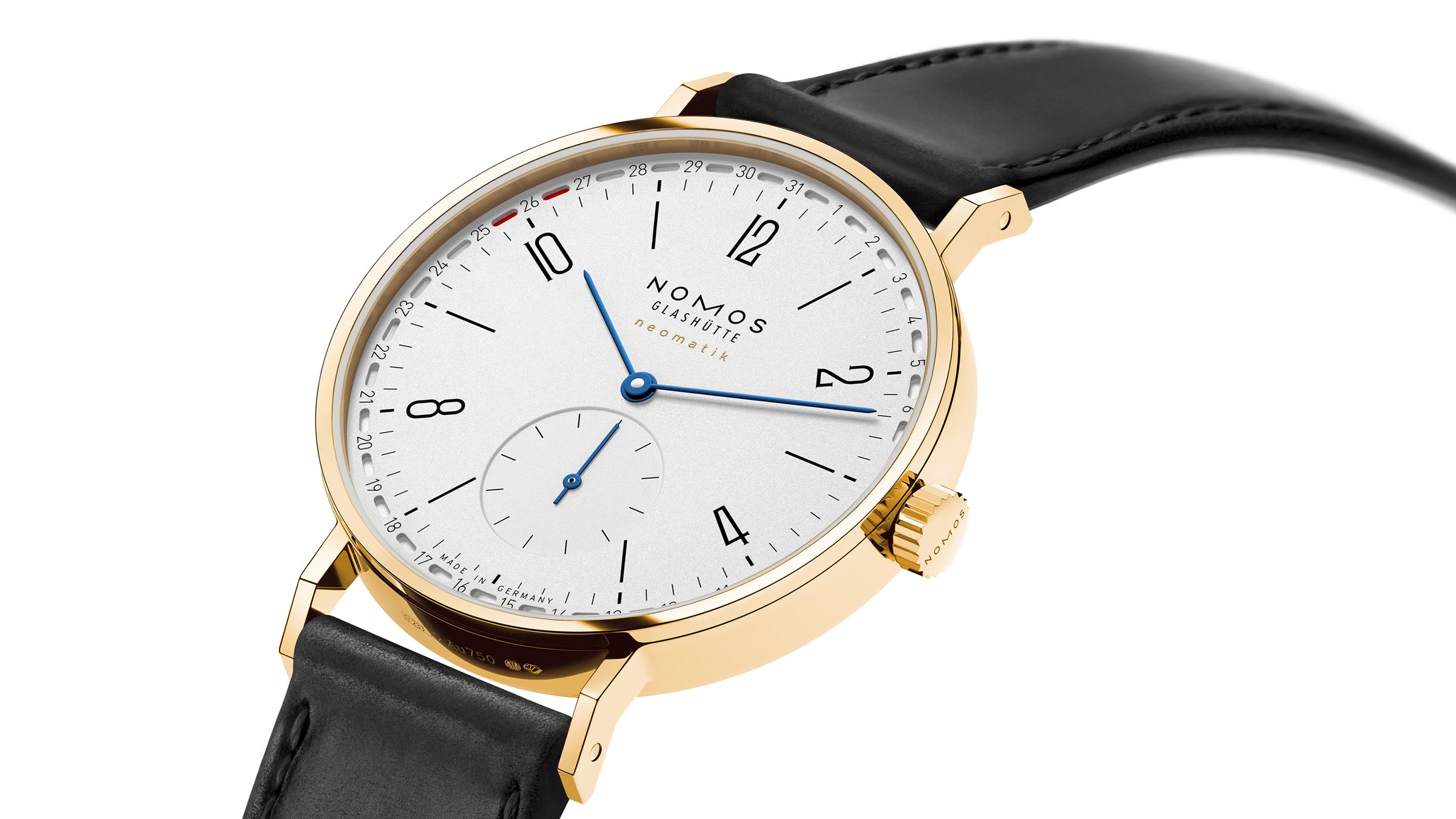 Tangente neomatik Update新款除了改採黃金錶殼外,還將Tangente neomatik Update錶殼尺寸下修至38.5毫米 。
