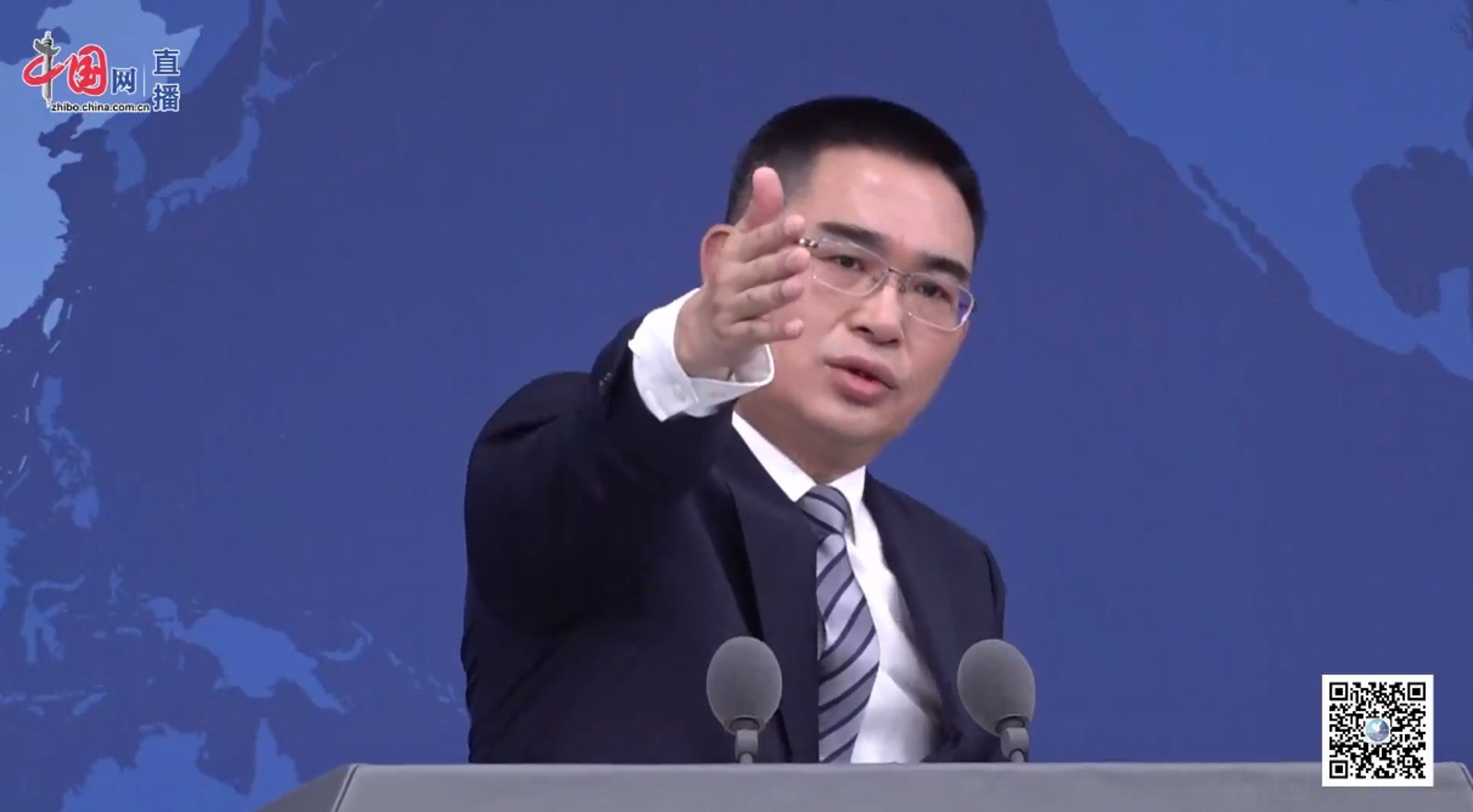 中國國台辦對於我國的文總英文名稱變更一事表示反對。(翻攝自中國網直播)