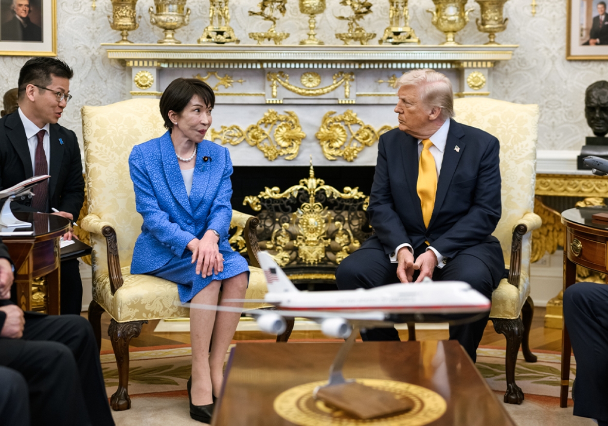 川普在白宮會見高市早苗，卻當場提了珍珠港事件，讓現場有些尷尬。（翻攝自The White House）