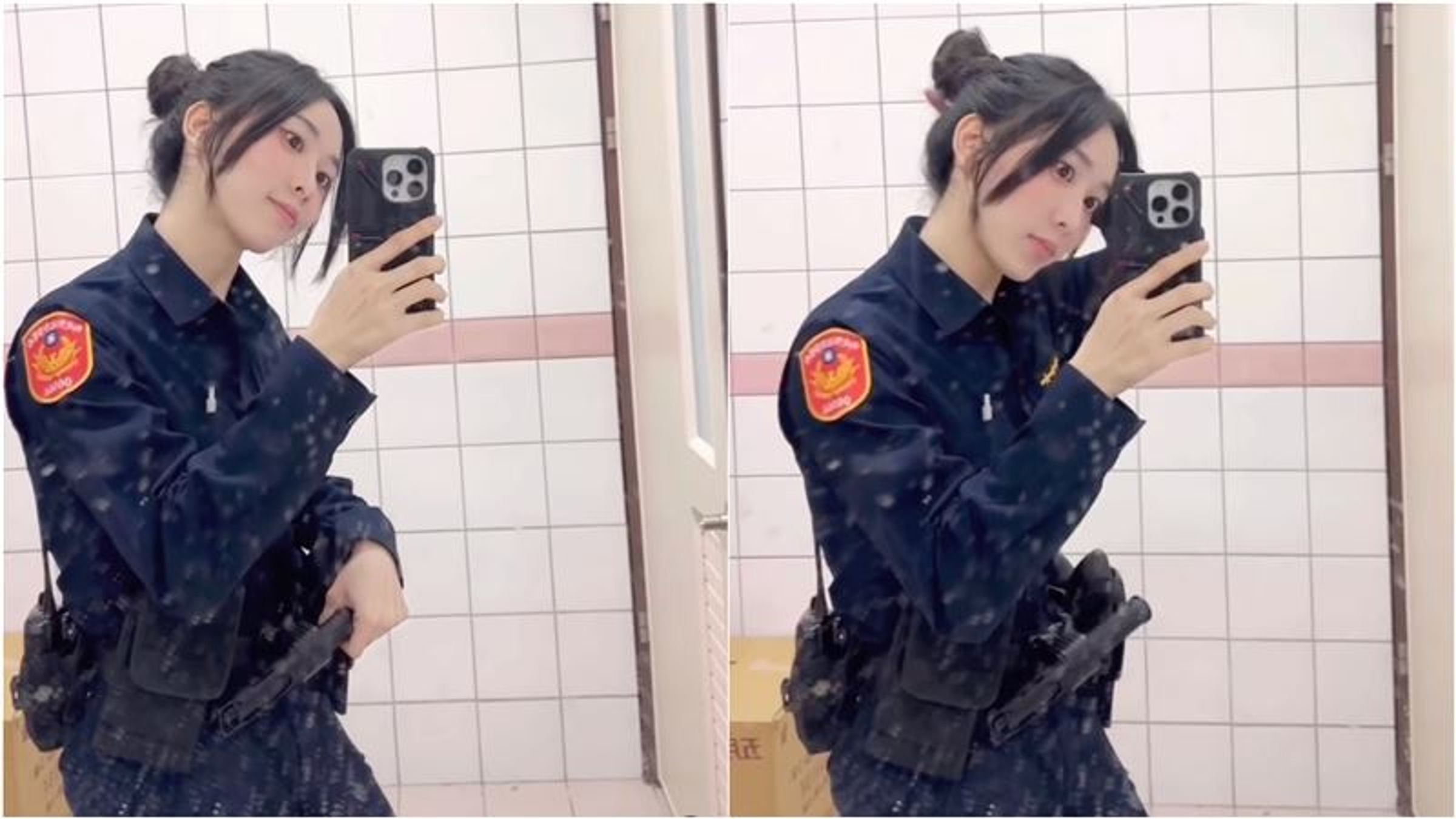 新北中和一名女警長相清純貌美,掀起網友熱議。(翻攝自Instagram@w03w2328)