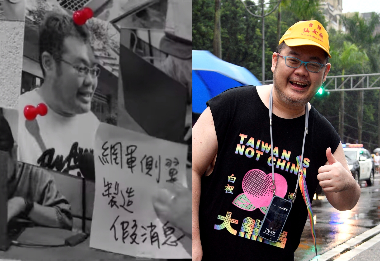 四叉貓被侯友宜的競選影片（左圖）貼上網軍側翼的標籤，讓他相當不滿重砲反擊。（翻攝自侯友宜臉書／本刊資料照）