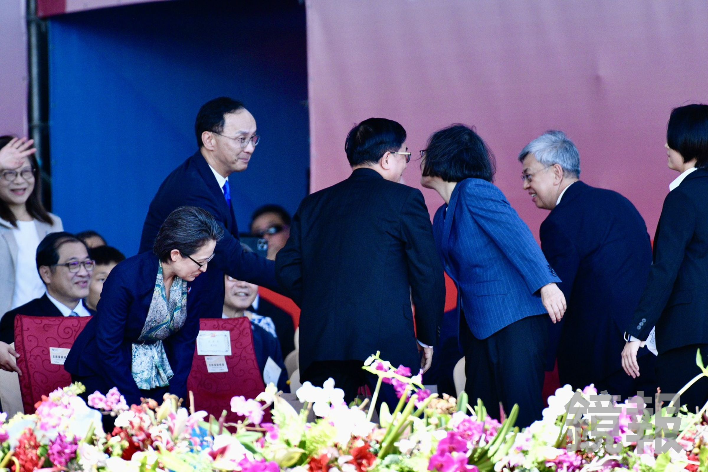 國民黨立法院黨團今年採取「自由參加」國慶大會,部分藍委也有參加。(鏡報李智為)
