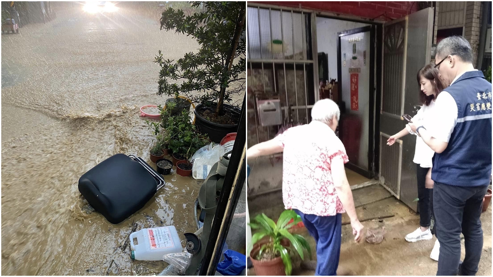 針對豪雨侵襲台北市,造成多出淹、積水,台北市議員許淑華關心獨居老人、年邁行動不方便長者。(翻攝自臉書@許淑華Hsu Shu-Hua)
