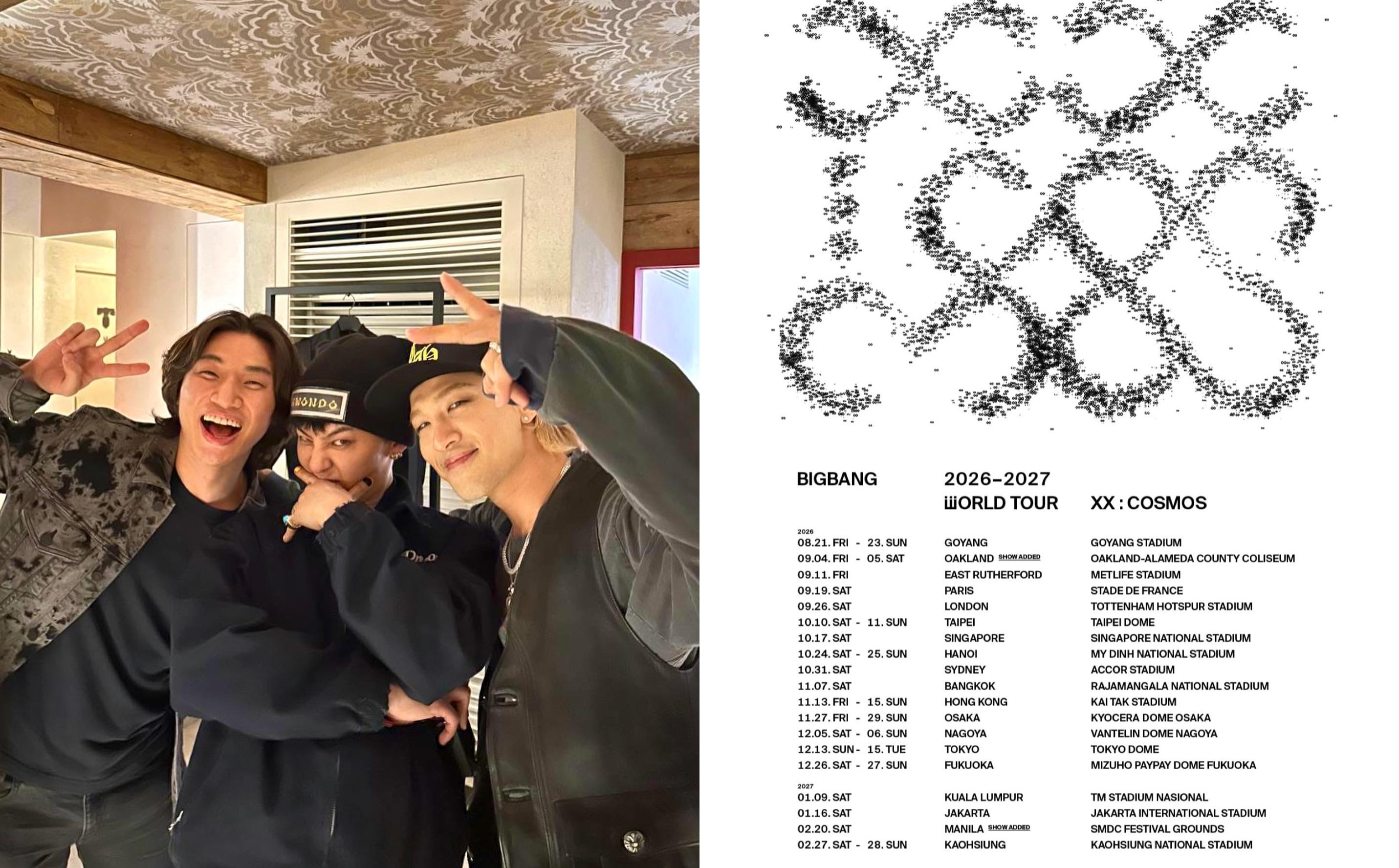 BIGBANG公開《〈XX : COSMOS〉 BIGBANG 2026-2027 iiiORLD TOUR》最新主視覺。（翻攝GD IG）
