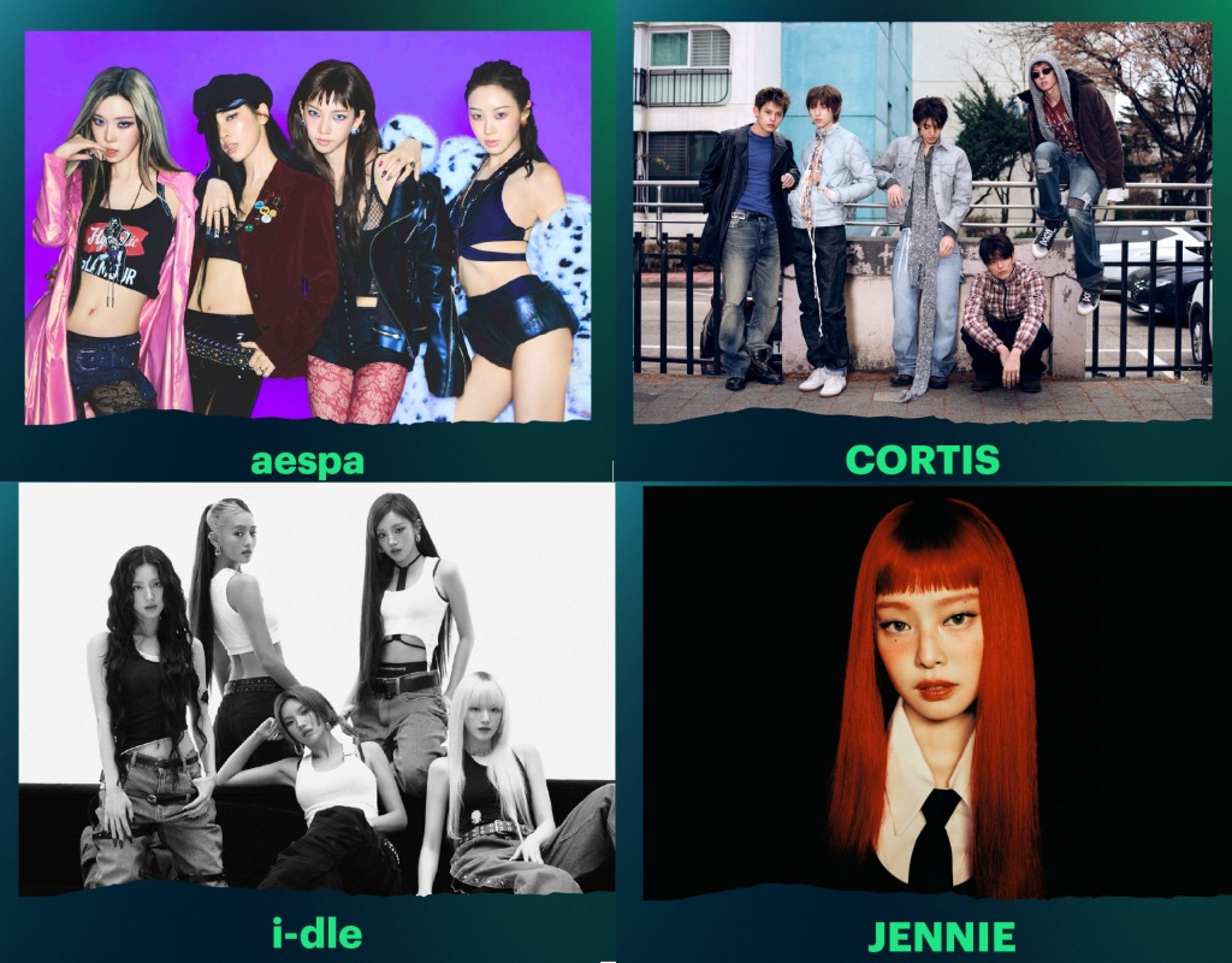 aespa、CORTIS、i-dle、JENNIE等火熱K-pop藝人，紛紛躍上 Lollapalooza音樂節獻唱，Disney+獨家無時差轉播，熱門巨星直接送到你家。（Disney+提供）