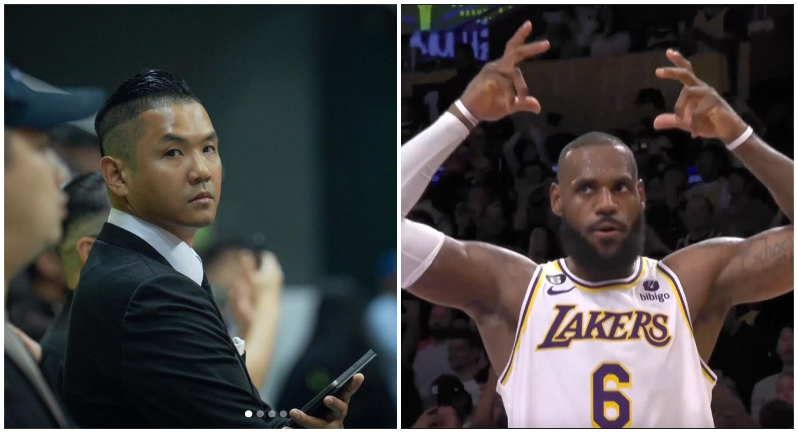 陳建州被粉絲譽為「台灣的LeBron James」，右為LeBron James。（翻攝陳建州IG、YouTube畫面）