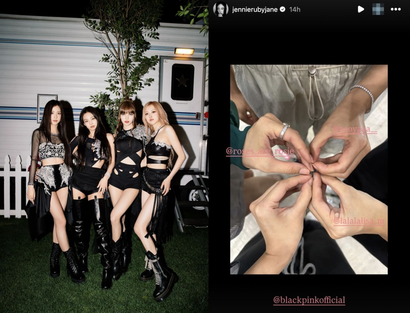 BLACKPINK真的要回歸了!四位成員比出幸運草手勢,這是新歌歌名嗎?(右翻攝Jennie INS)