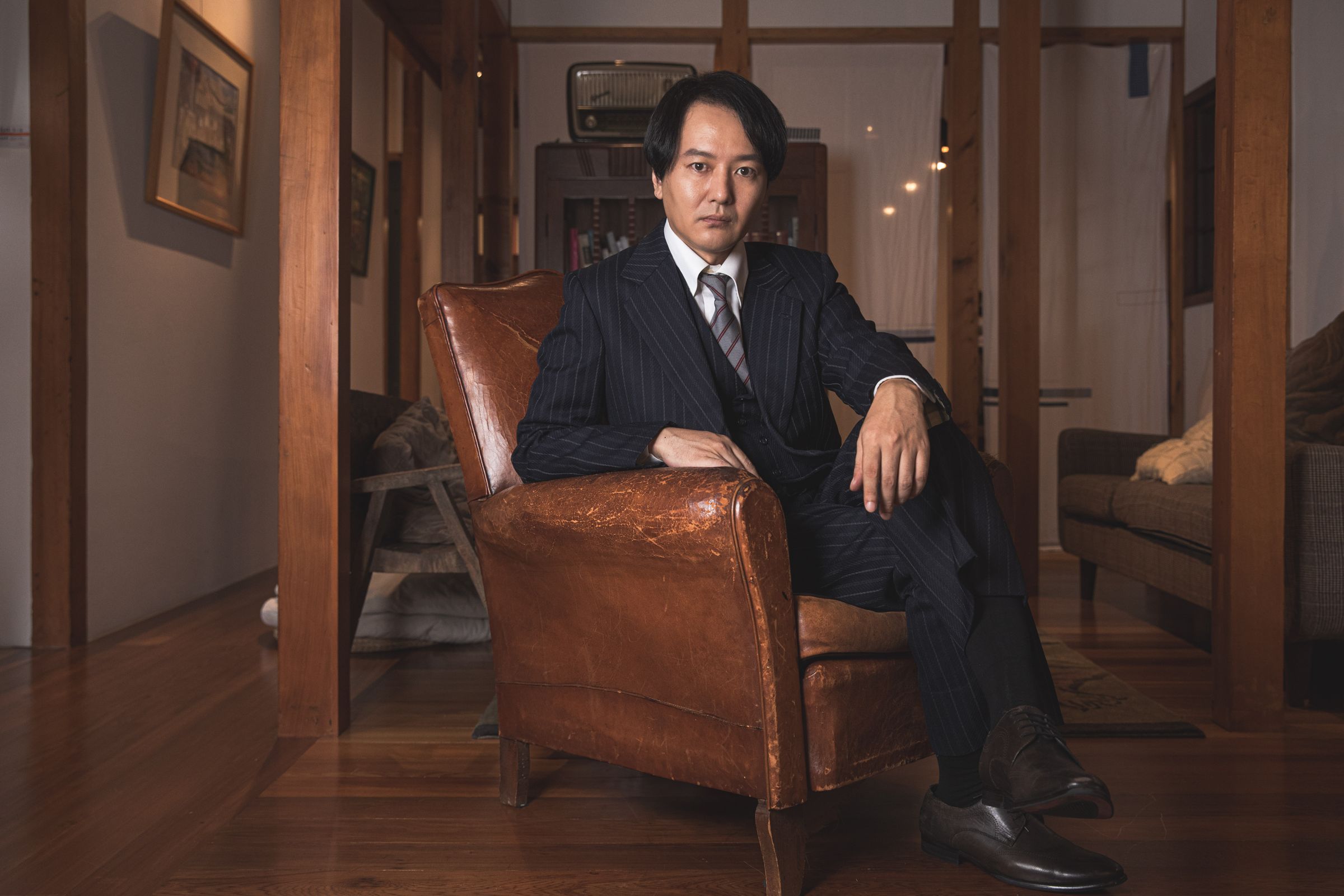 蔭山征彥為了練習台語,下載語言交換軟體找網友用台語聊天。(財團法人影想文化藝術基金會提供)