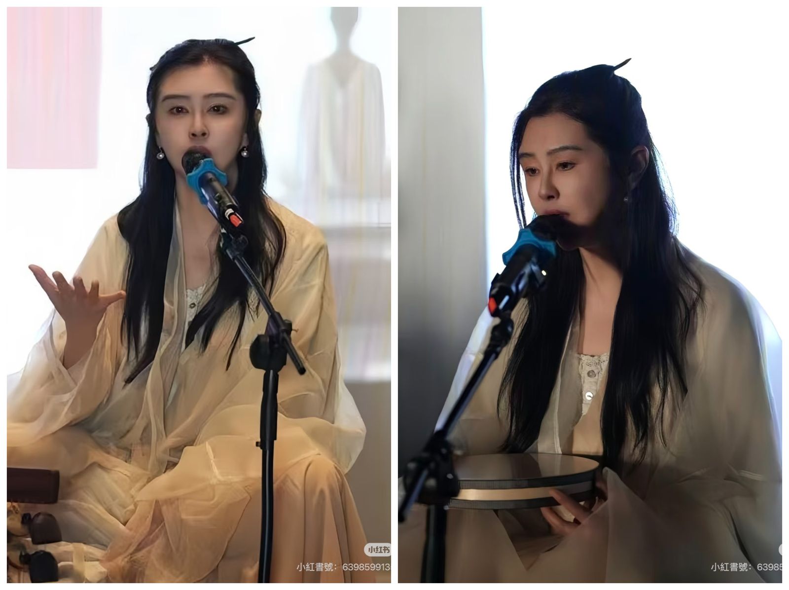 王祖賢日前現身頌缽分享會，造型被讚完美復刻《倩女幽魂》中的「聶小倩」。（翻攝小紅書）