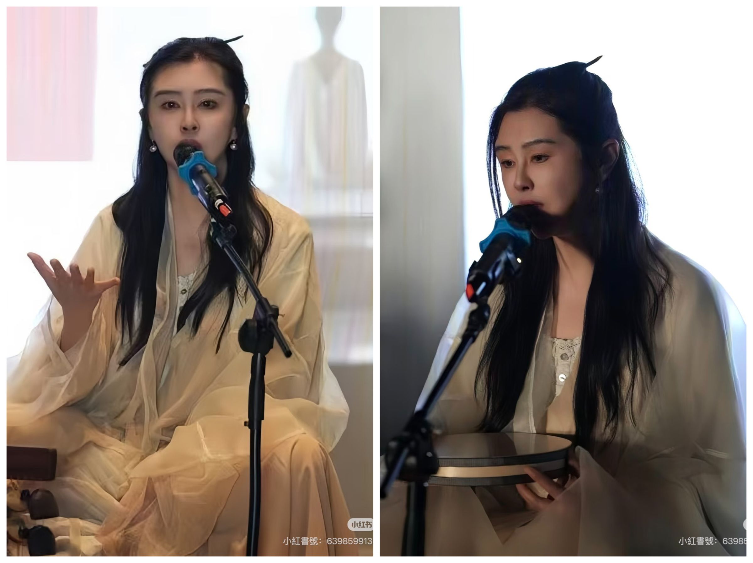 王祖賢日前現身頌缽分享會，造型被讚完美復刻《倩女幽魂》中的「聶小倩」。（翻攝小紅書）