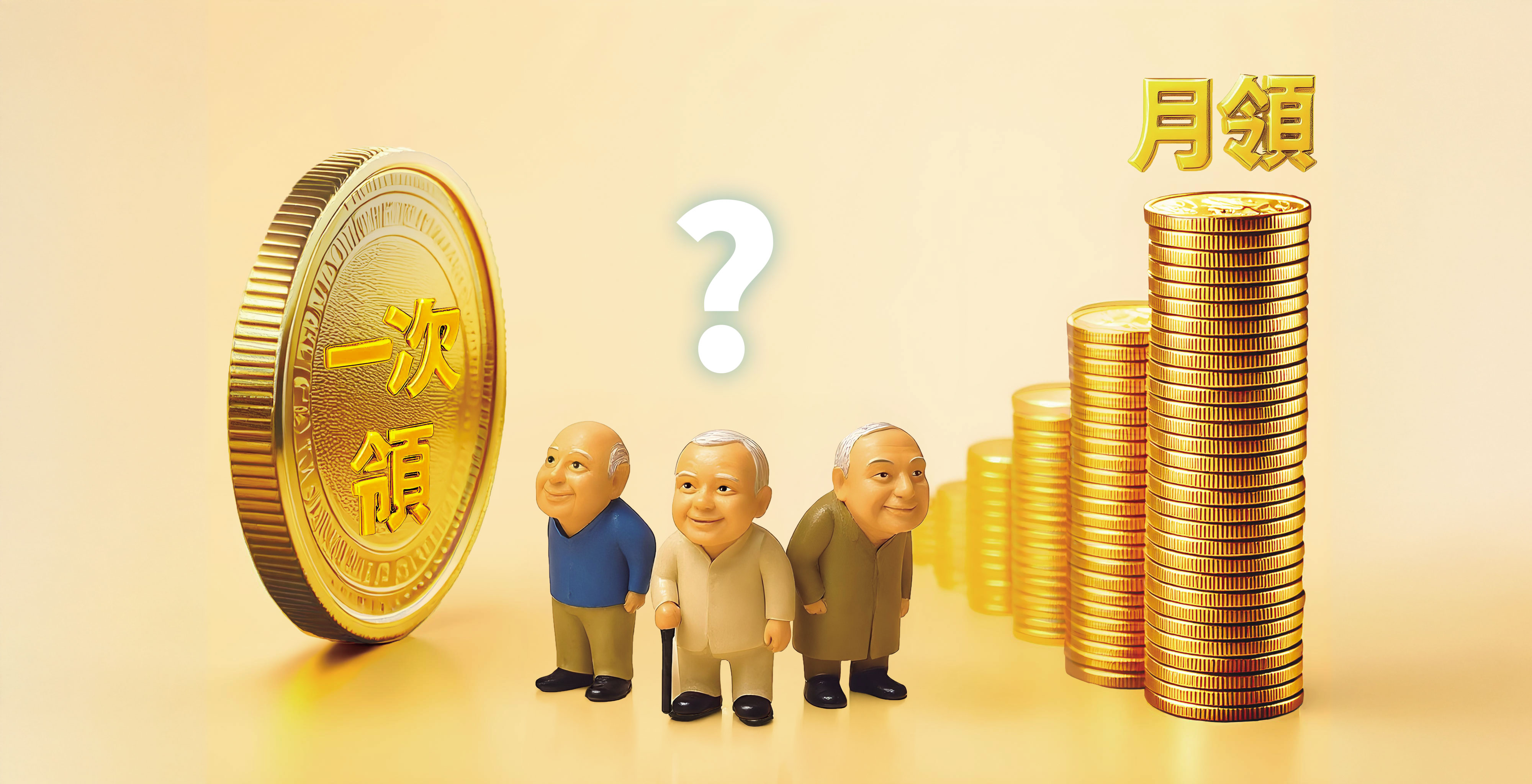 勞工退休金60歲就能請領，9成的人選擇一次領回，但月領也是一個選項，民眾可以試算比較。 （AI繪圖FREEPIK生成，本刊美術組後製）