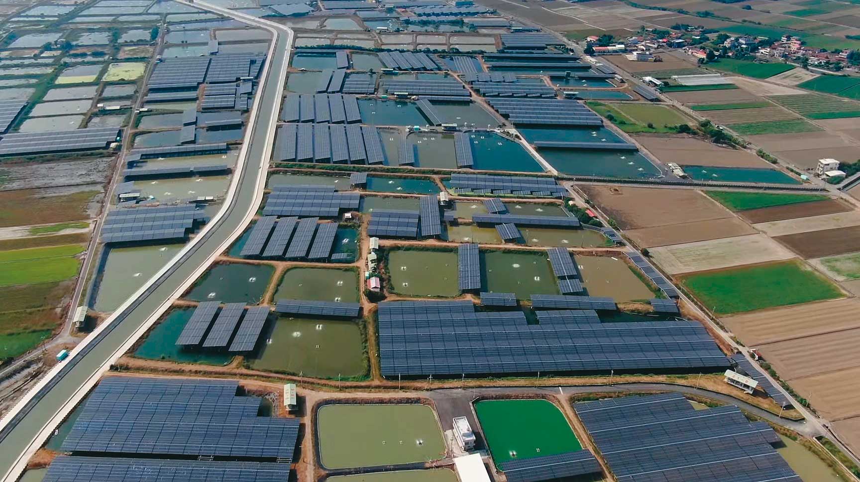 台泥嘉謙綠能嘉義漁電共生案場已在運作中。（翻攝台泥嘉謙YouTube）