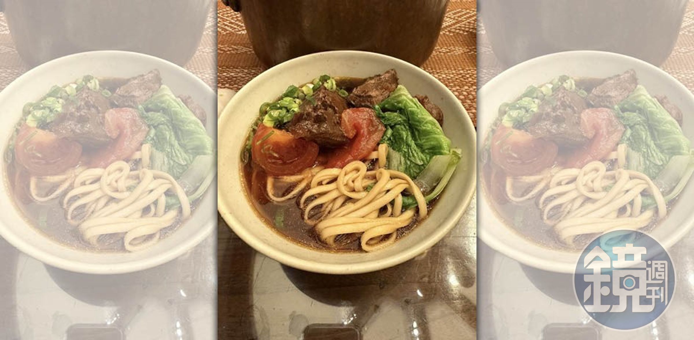 我家的牛肉麵並非常見的川味版本，而是滷牛腱的衍生產物。