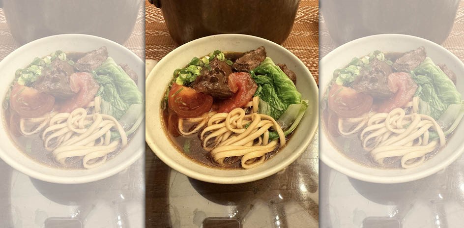 我家的牛肉麵並非常見的川味版本，而是滷牛腱的衍生產物。