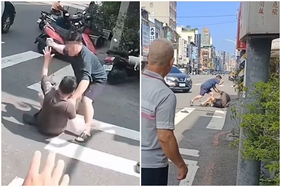 上月底高雄路口發生一起追撞車禍,意外演變成「我車禍你打架」的鬥毆糾紛。(翻攝自WoWtchout - 地圖型行車影像分享平台 YT頻道)