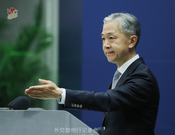 對於蔡英文直言「我們不要香港式的和平」，汪文斌今日做出回應。（翻攝自中國外交部官網）