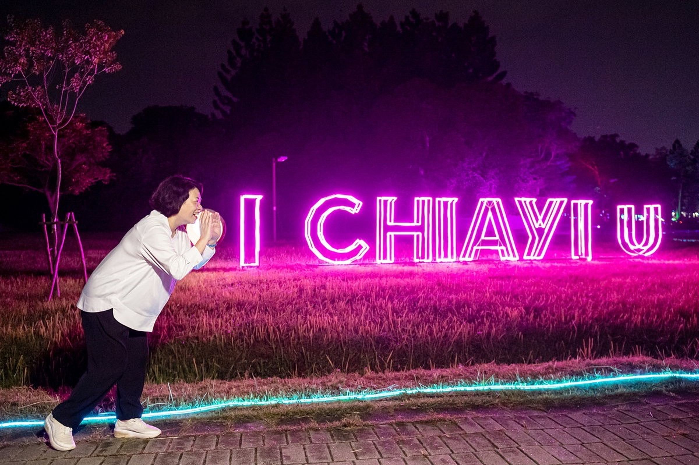 「I CHIAYI U」登時代廣場爆紅，嘉義市長黃敏惠表示，看到影片後非常驚訝也非常開心。（嘉義市政府提供）