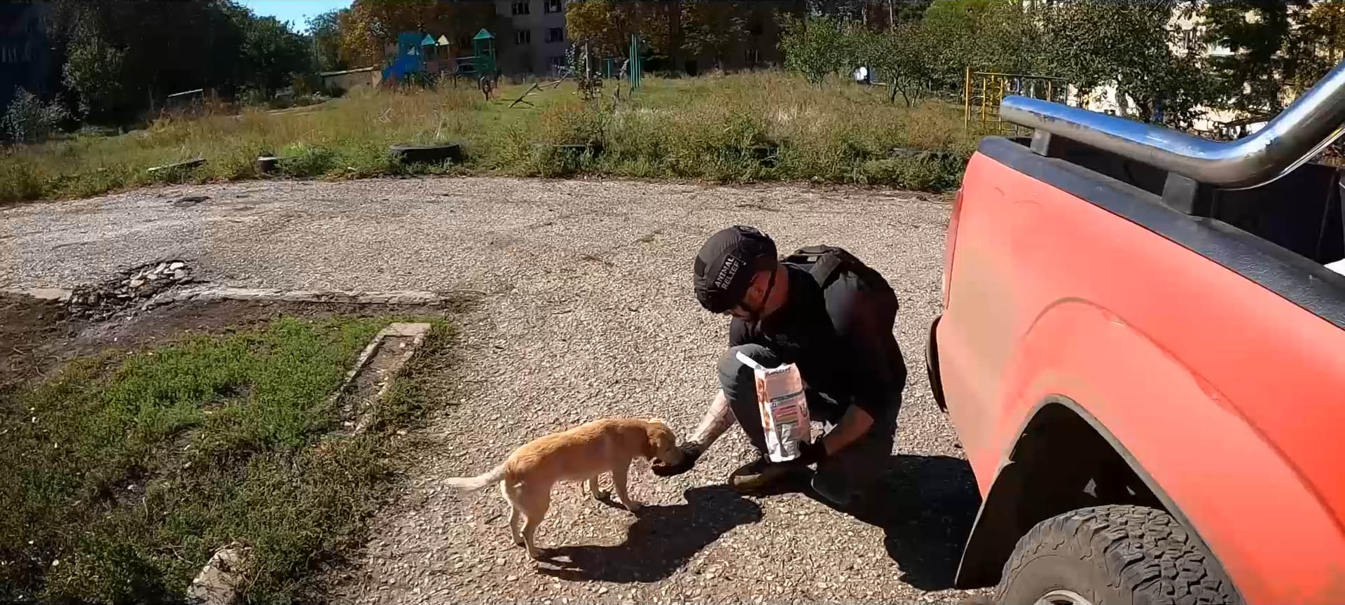 《戰火下的毛孩》訪問英國退伍軍人湯姆,他靠著治療犬治療戰爭創傷後壓力症候群。(天馬行空提供)