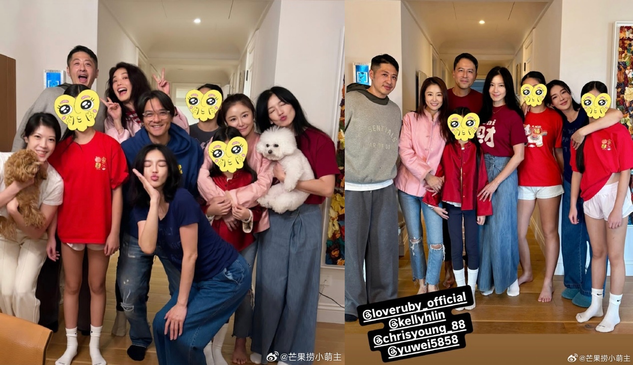 林心如和霍建華的9歲愛女「小海豚」抽高不少，身高已到媽媽肩膀。（翻攝自微博）