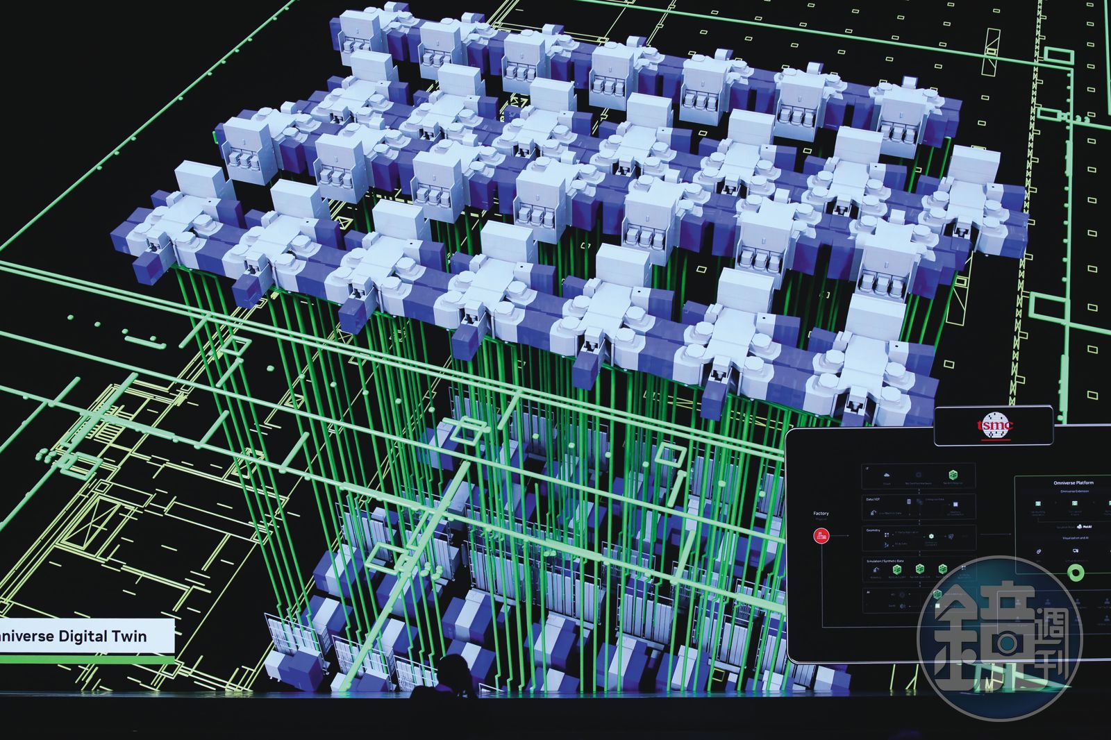 生成式AI讓數位孿生能一鍵建模，甚至能口語提出需求，大幅降低技術成本和門檻。（鏡報董孟航）