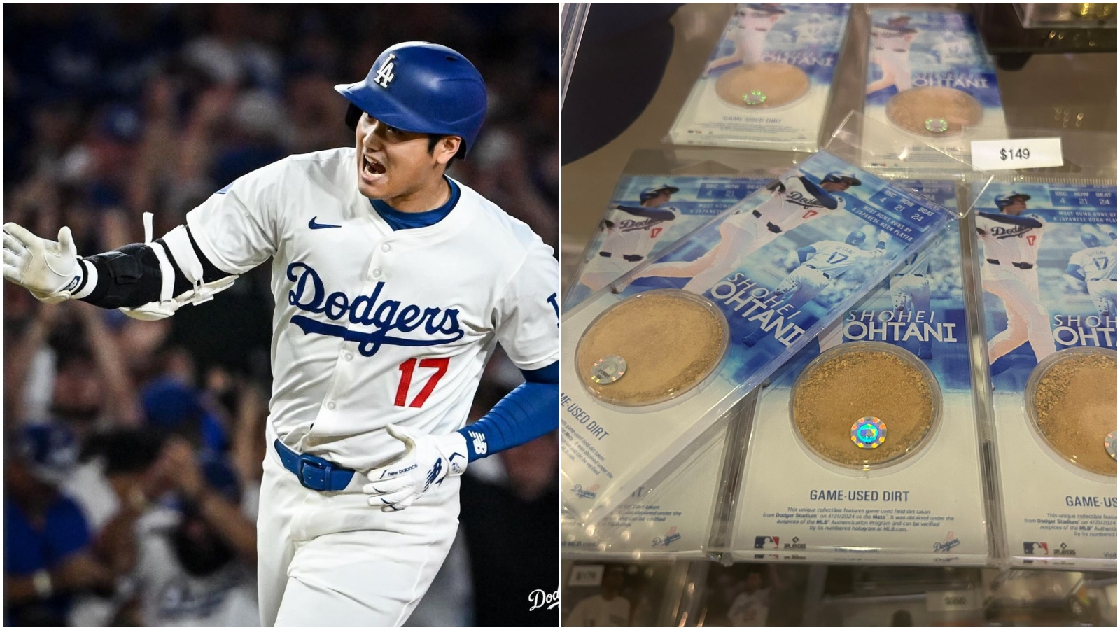  道奇開賣大谷翔平踩過的土，價格不便宜。（翻攝自X）