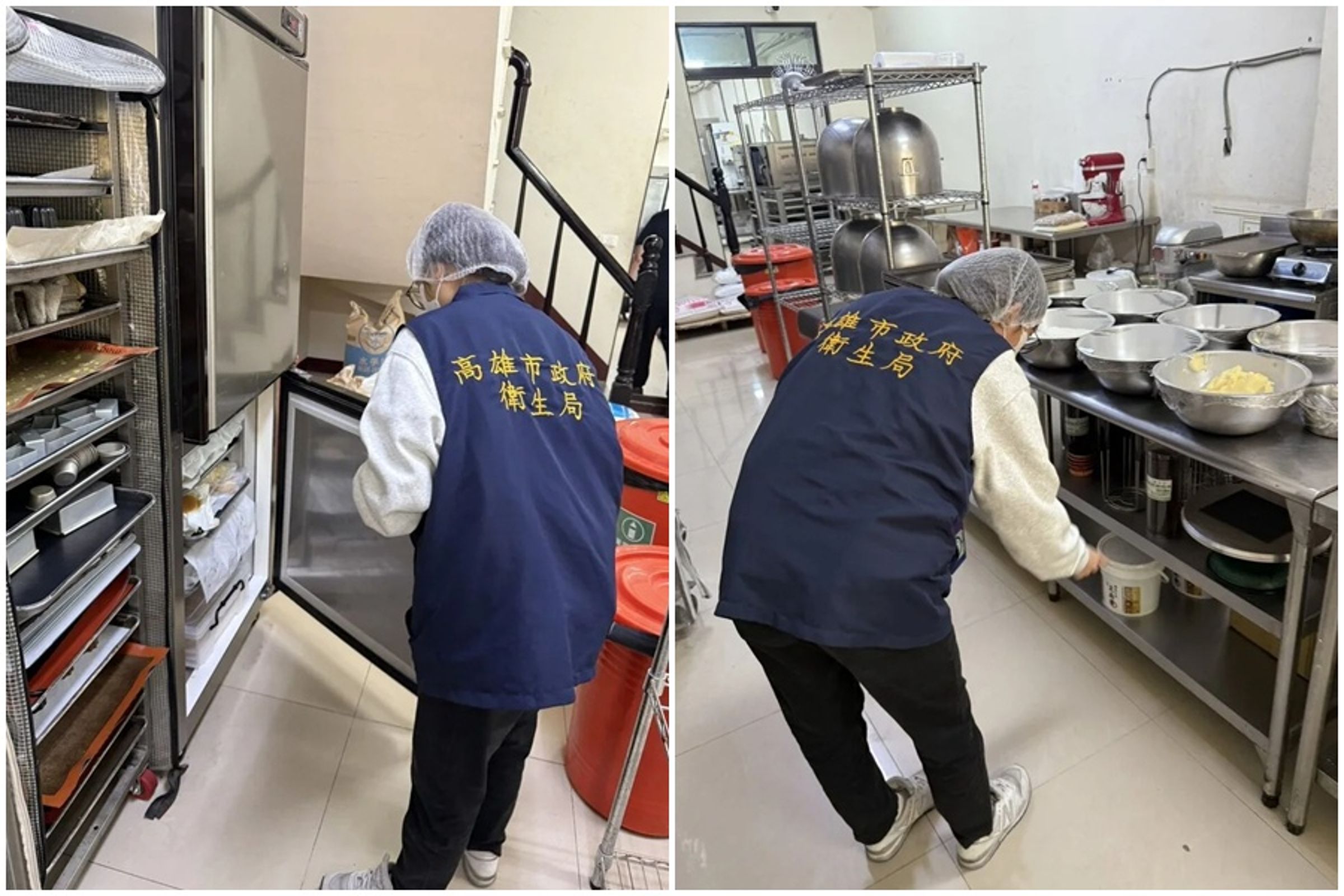 高雄衛生局今日派員突襲稽查左營區知名甜點店「奕式布蕾」。(高雄衛生局提供)
