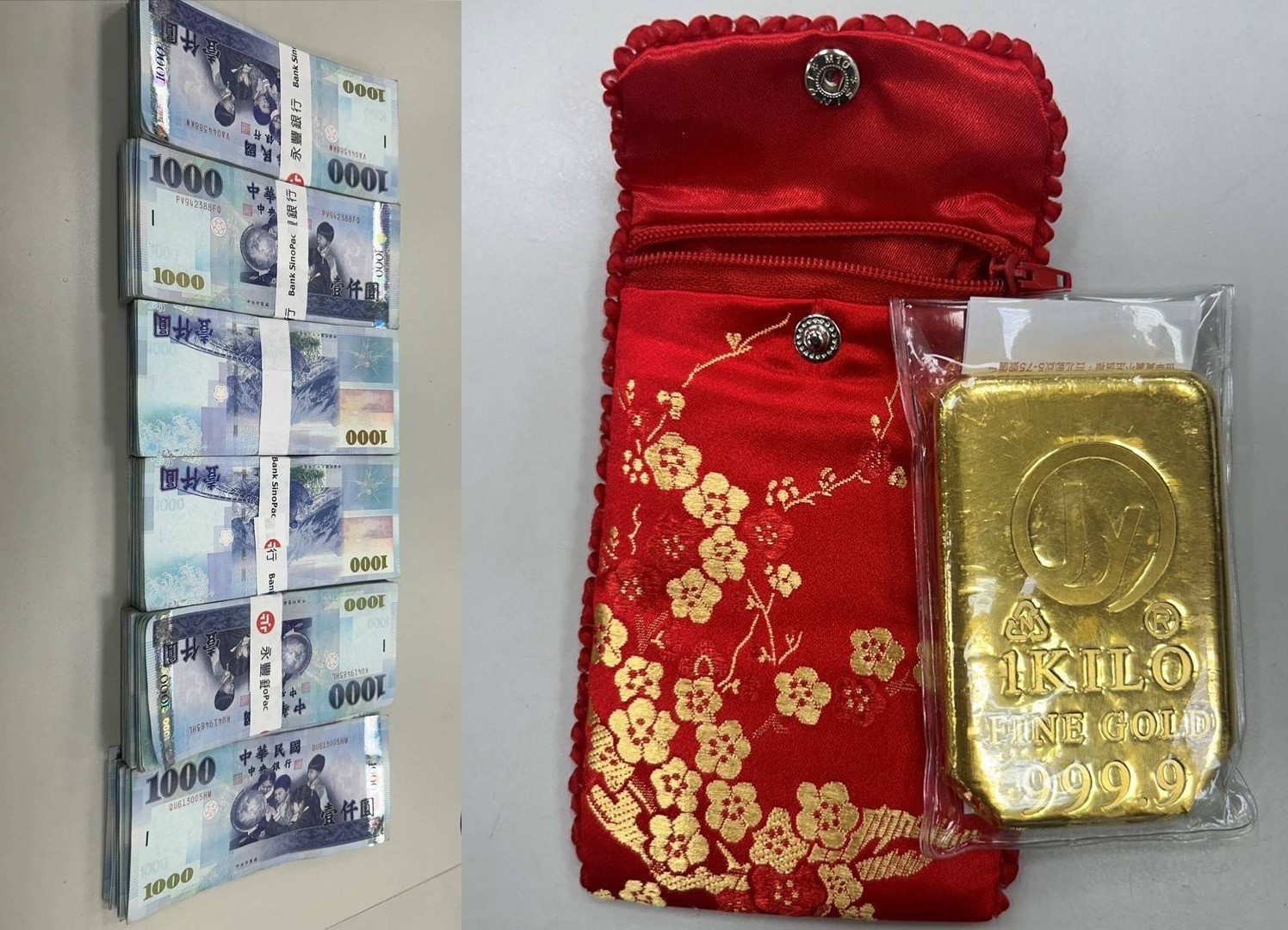 何婦購買200萬元金塊並帶鉅款欲與詐團面交，所幸警方及時攔阻。（翻攝畫面）