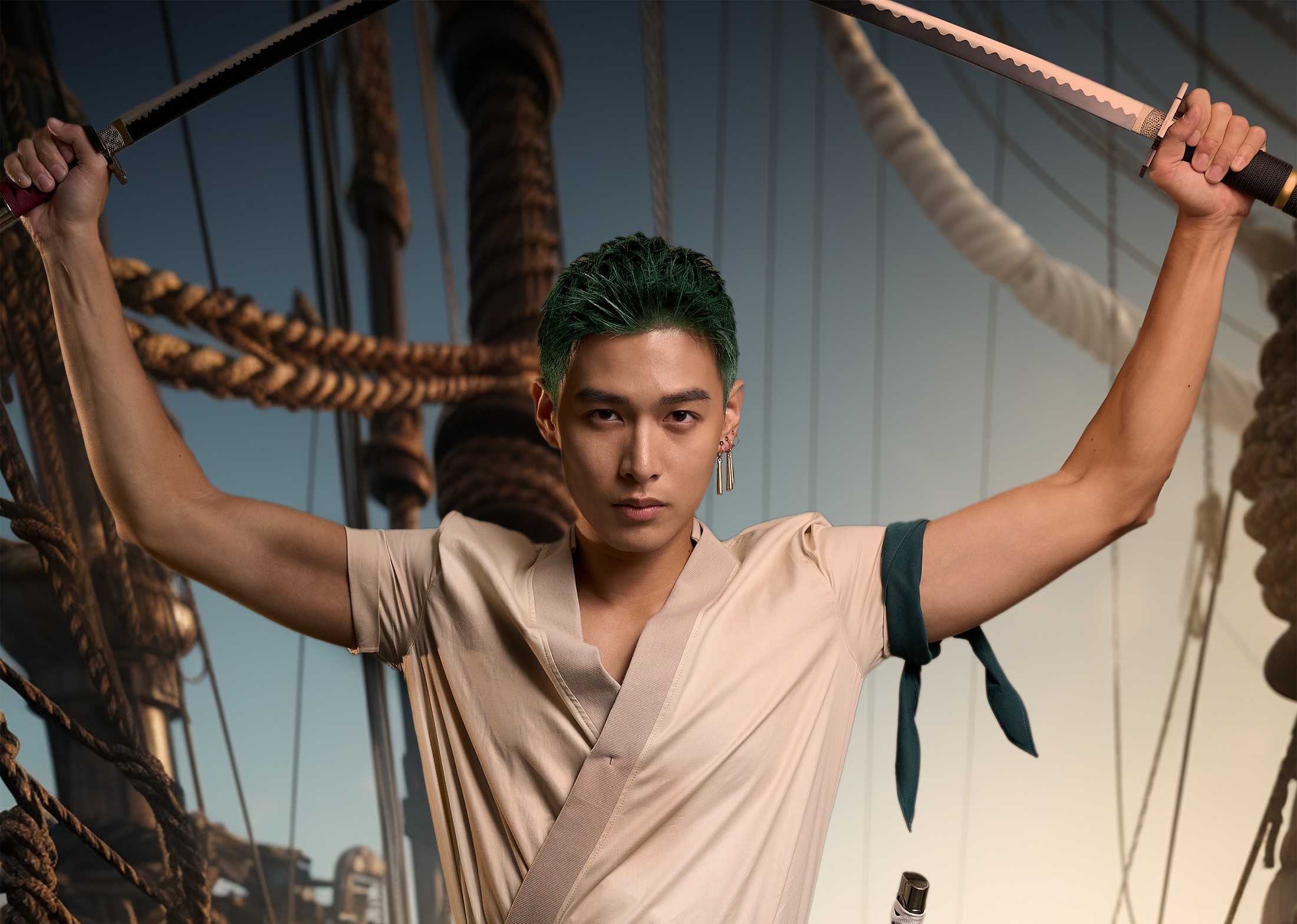 黃丞邦萬聖節還原航海王的索隆角色。（三立提供）