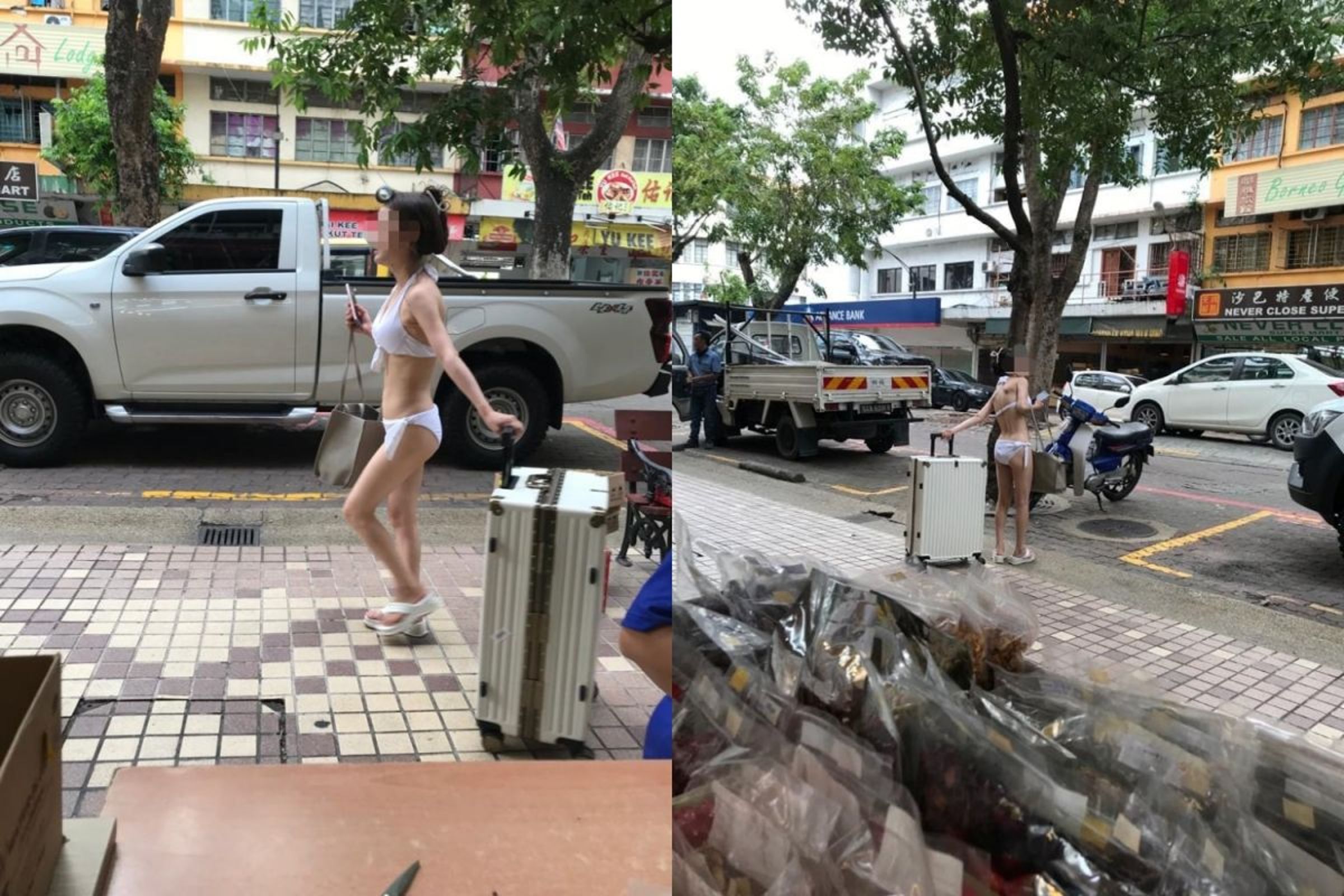 中國妹子淫麻了！在大馬街頭公然情色裸露，馬國政府鄉民怒到拳頭硬。（翻自c.cari.com.my）