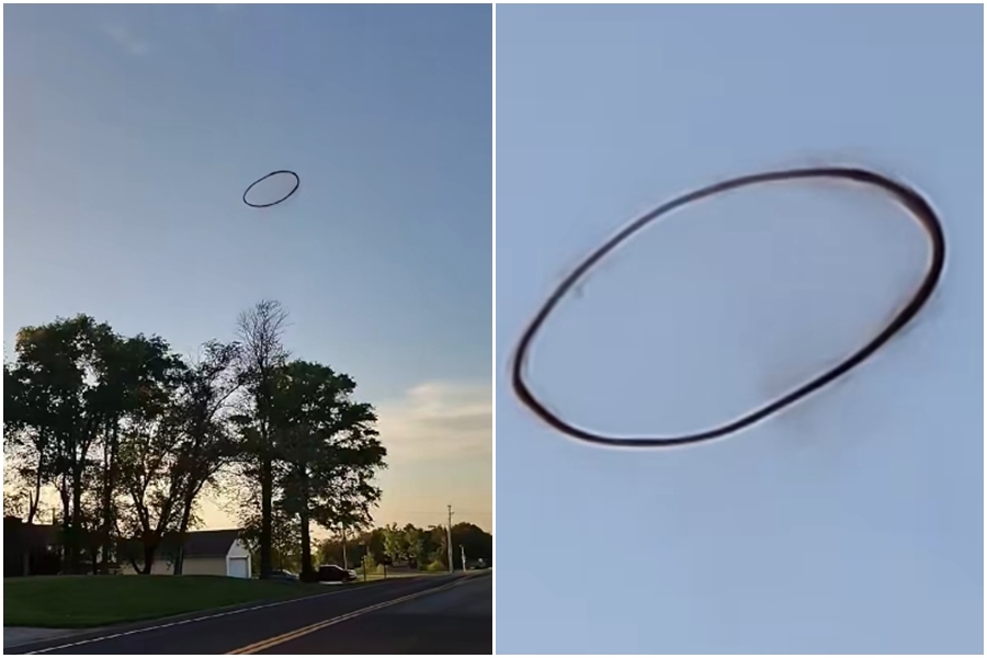 美國堪薩斯州的天空近日出現巨大「黑色圓圈圈」，畫面曝光迅速在網路上掀起熱議。（翻攝自Frankie Roman Camren臉書）
