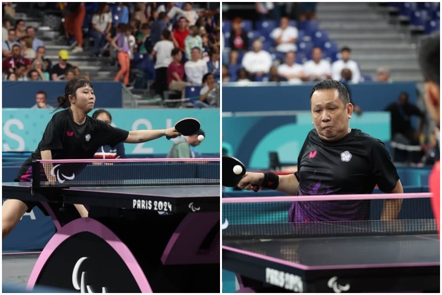 田曉雯與程銘志雙雙在巴黎帕運桌球單打項目晉級4強，保底獲得銅牌。（體育署提供）