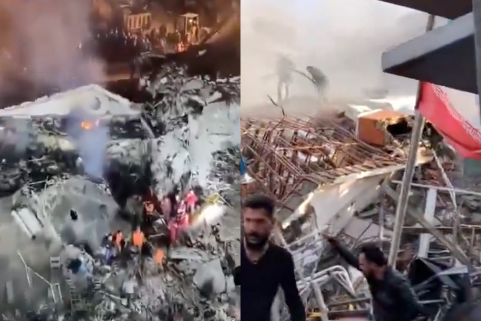 以色列週一轟炸大馬士革，伊朗使館的一棟建築坍塌。（翻攝自X）