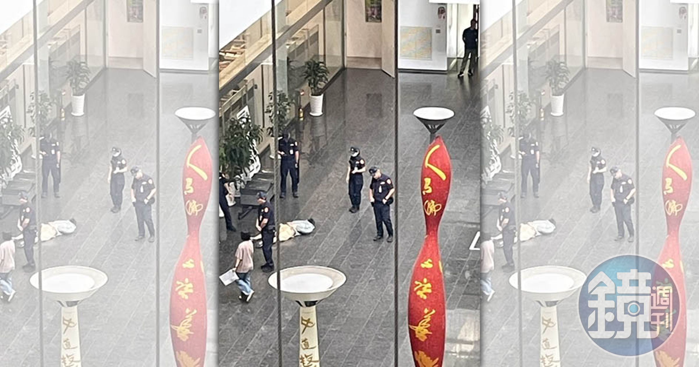 一名詭異男子闖台中市政府鬧事。（讀者提供）